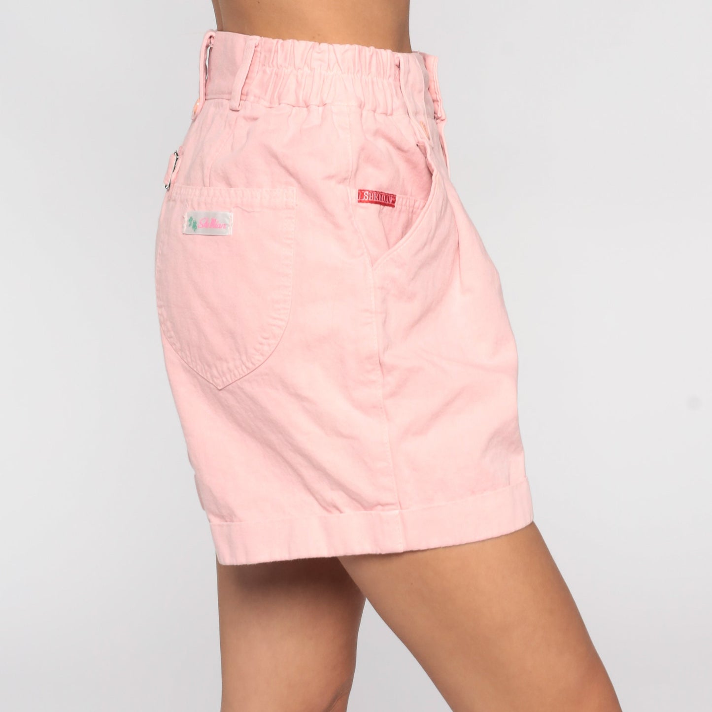 Y2K Baby Pink Pleated High-Waist Shorts Cotton Small
