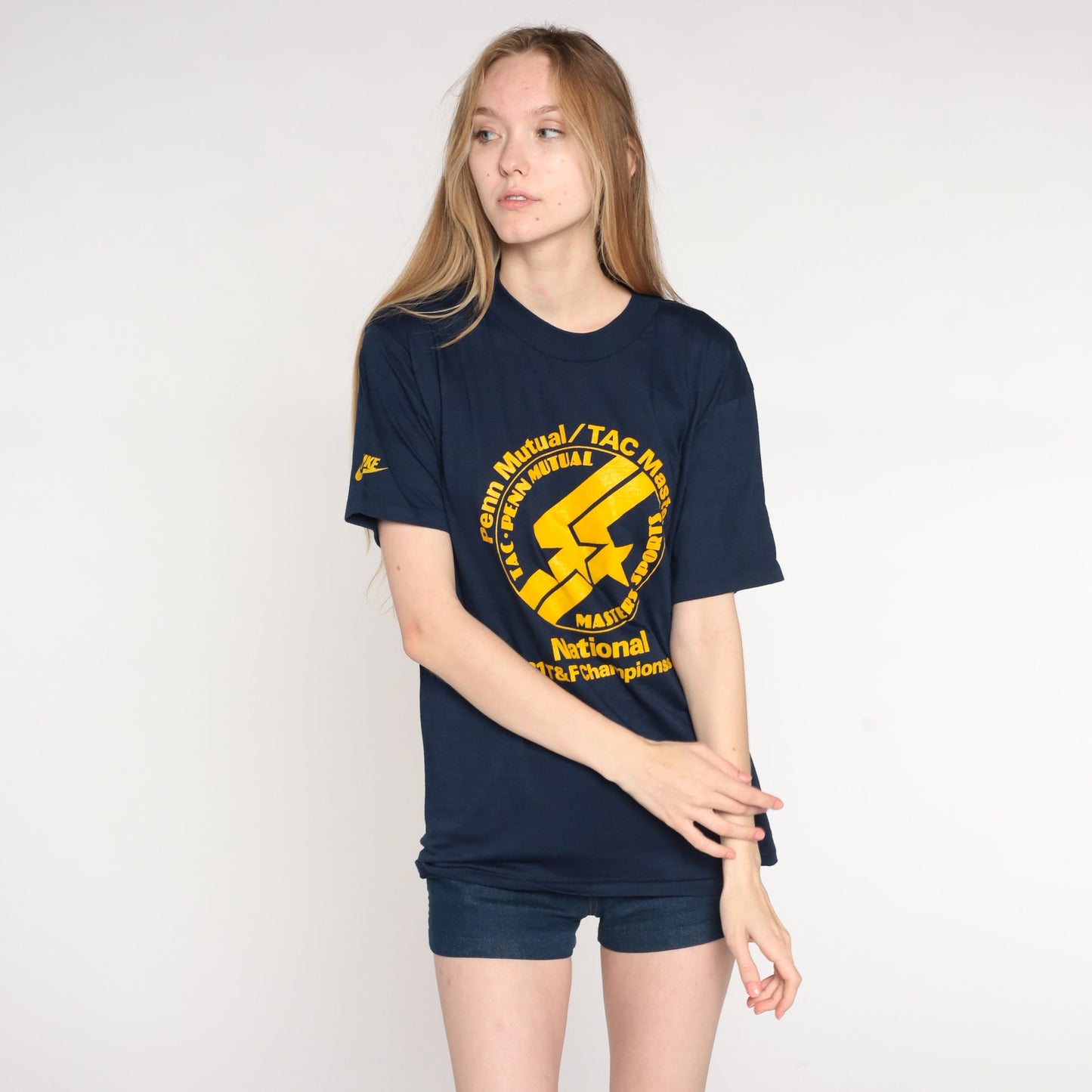 1981 National Track and Field Championships Tee Navy Graphic Medium