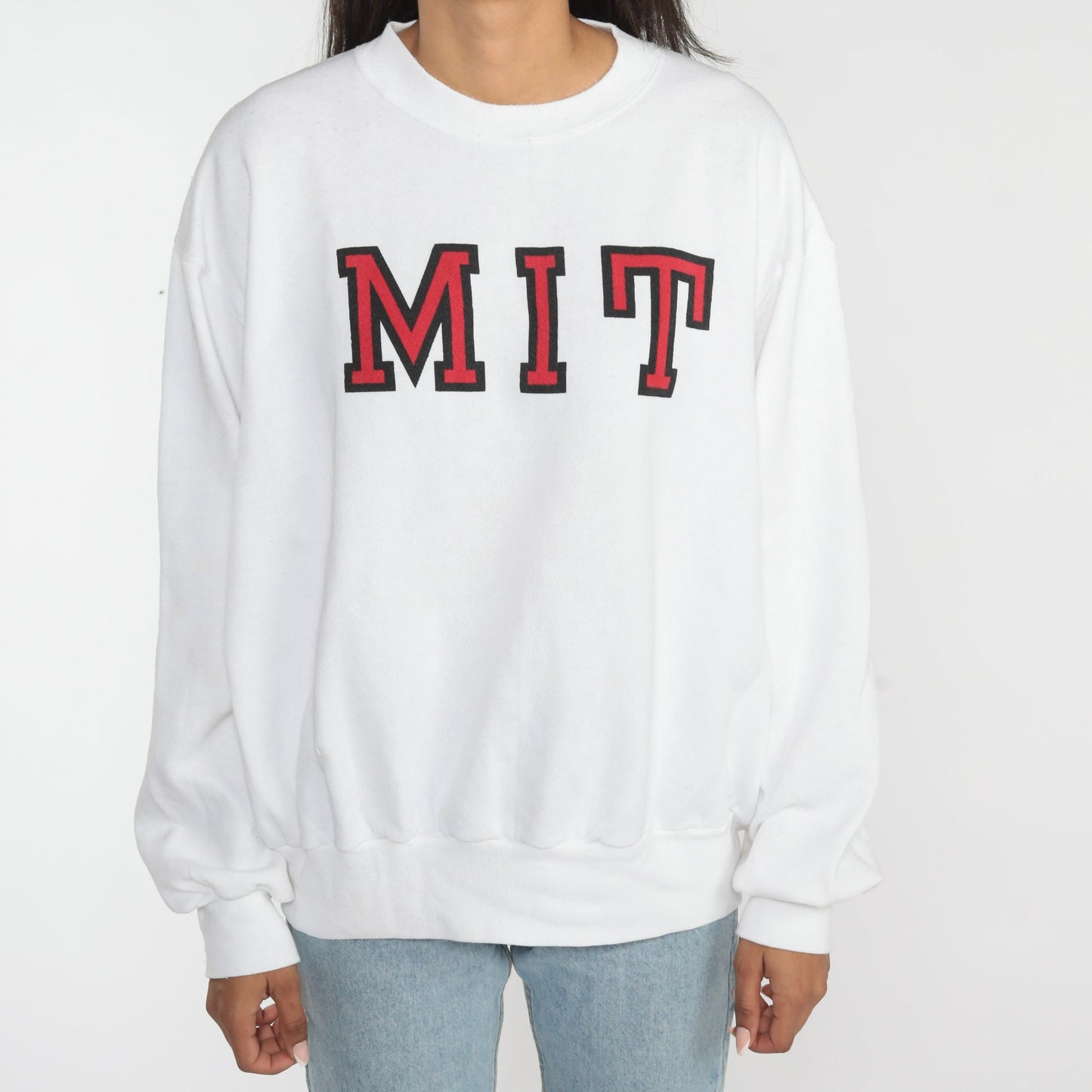 90s MIT Beavers Champion Sweatshirt White Graphic Crewneck Extra Large