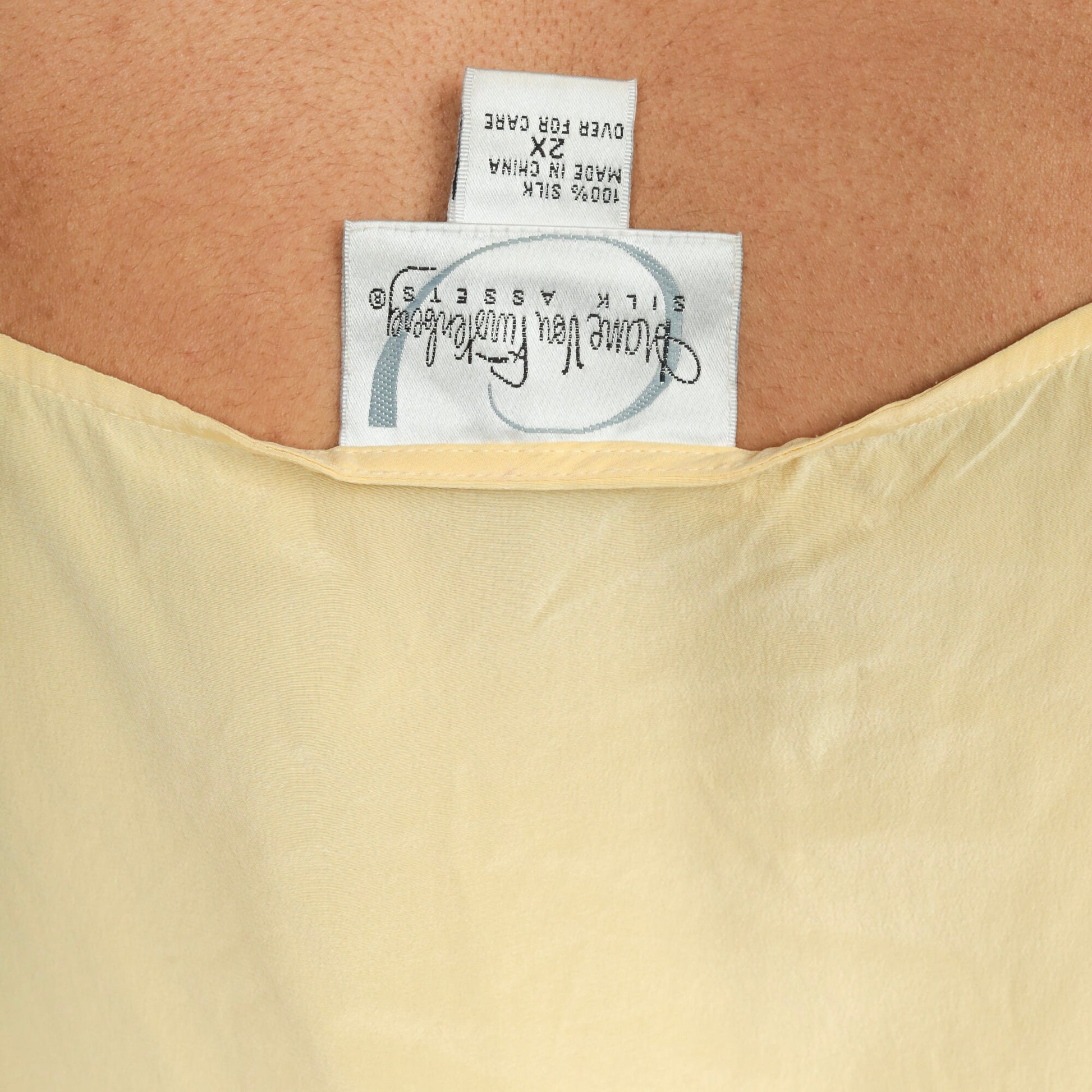 90s Diane Von Furstenberg Silk Tank Top Yellow XXL