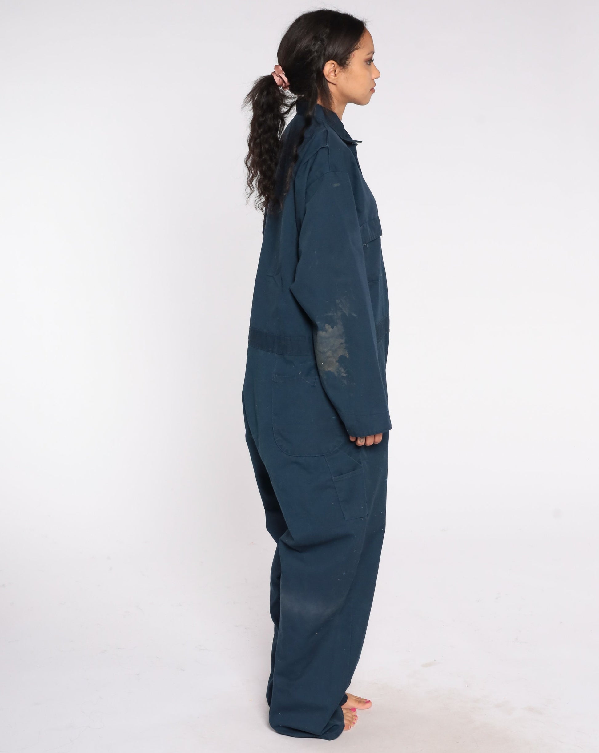 80s Sears Navy Coveralls Jumpsuit Workwear Distressed Mens XXL