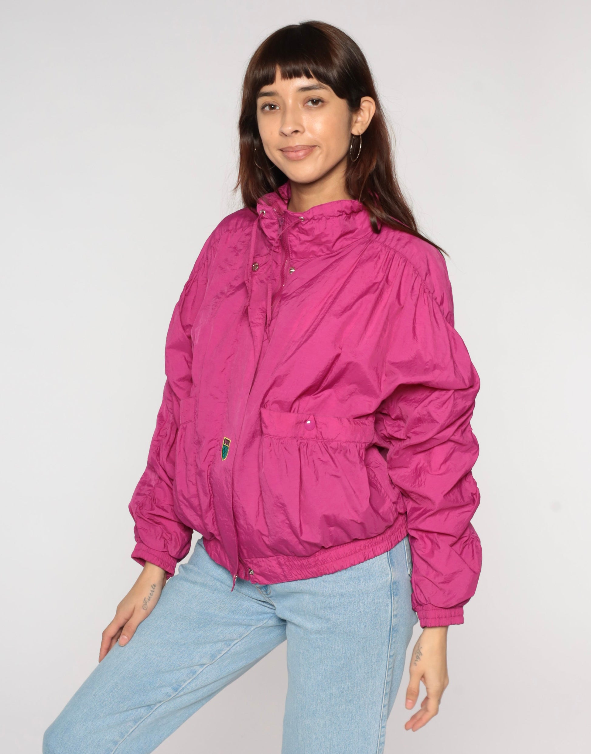 90s Gitano Hot Pink Windbreaker Jacket Zip Up Medium M