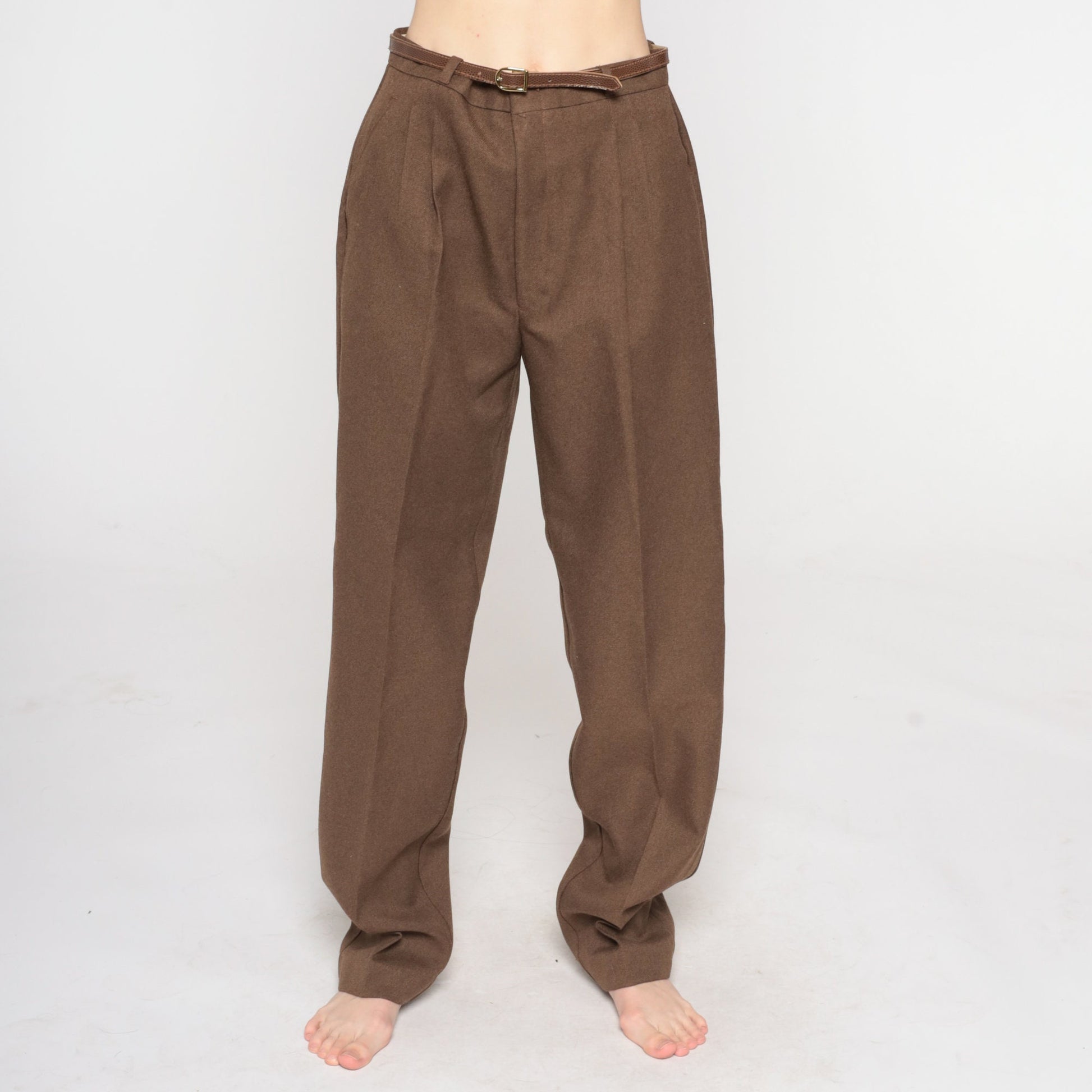 70s Lord Isaacs Brown Straight Leg Trousers High Rise Small S
