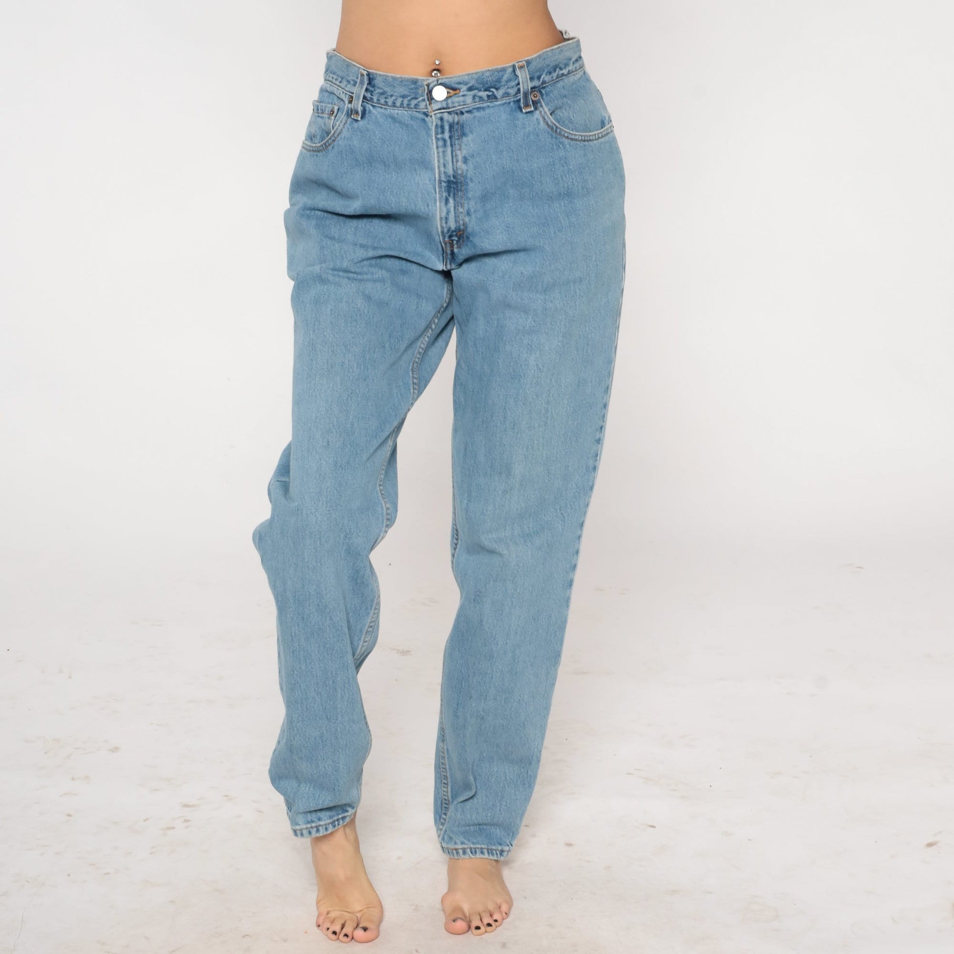 90s Levi's 550 High Waisted Tapered Denim Jeans Blue Large Long
