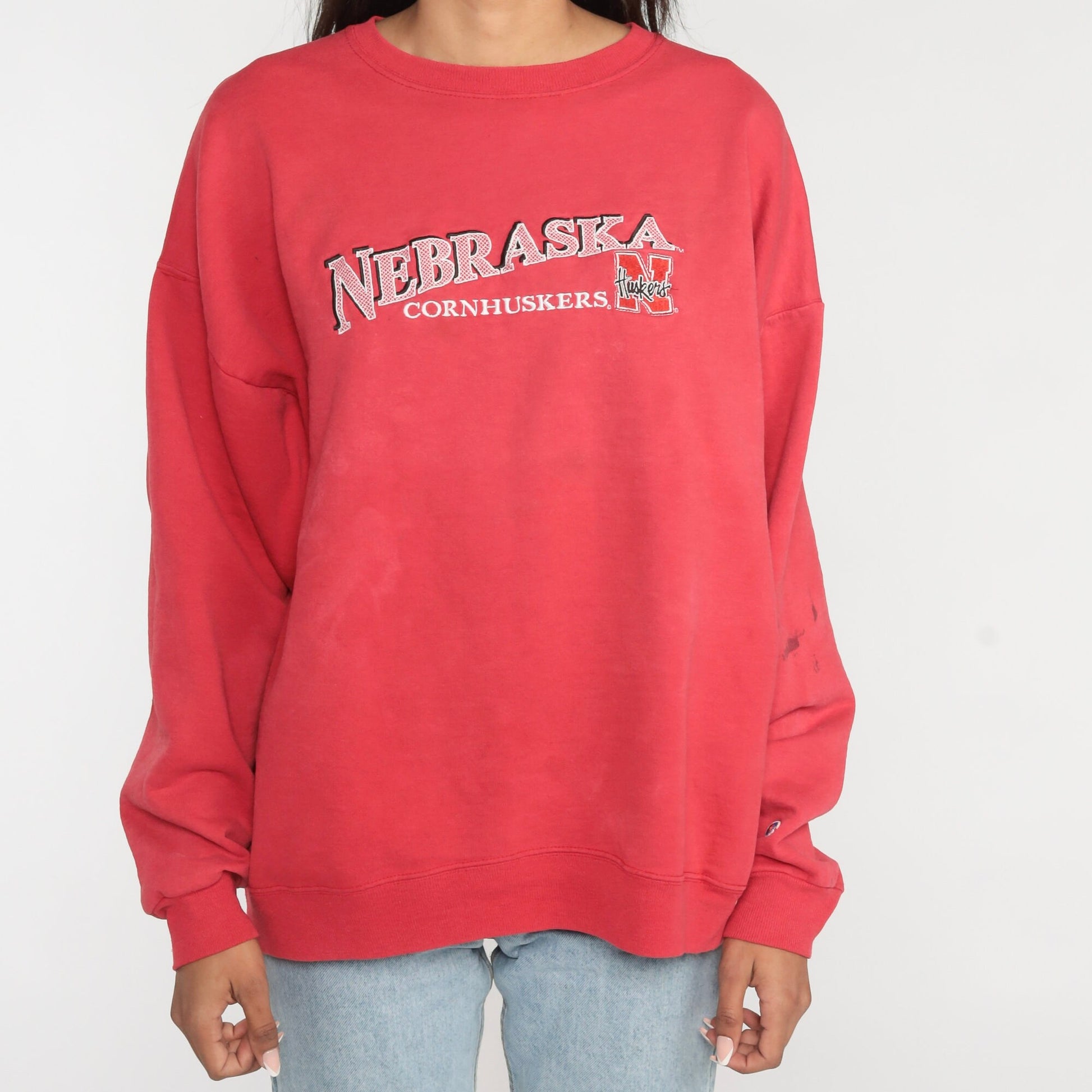 90s University of Nebraska Cornhuskers Champion Sweatshirt Red Crewneck Extra Large XL