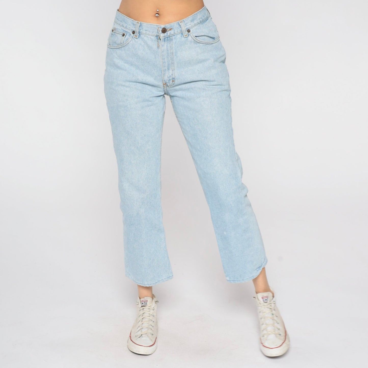 00s Light Wash Straight Leg Jeans Mid Rise Crop Denim Light Blue Size 8