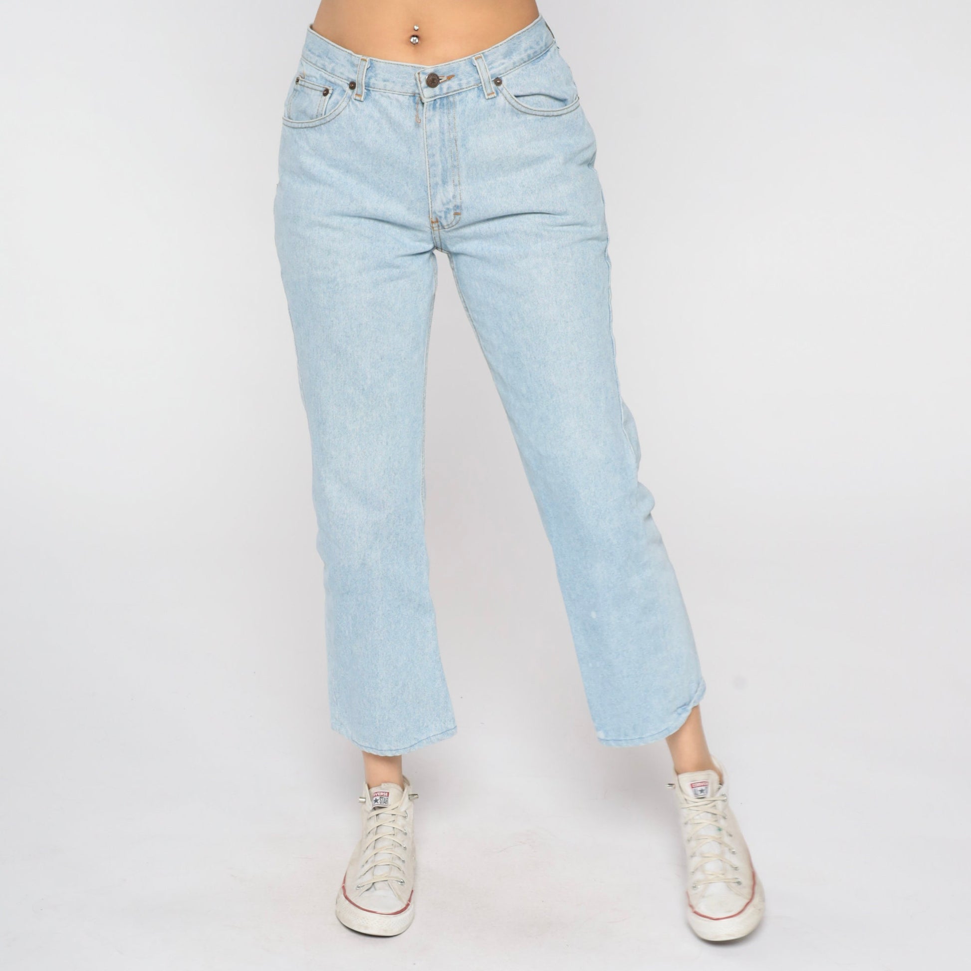 00s Light Wash Straight Leg Jeans Mid Rise Crop Denim Light Blue Size 8