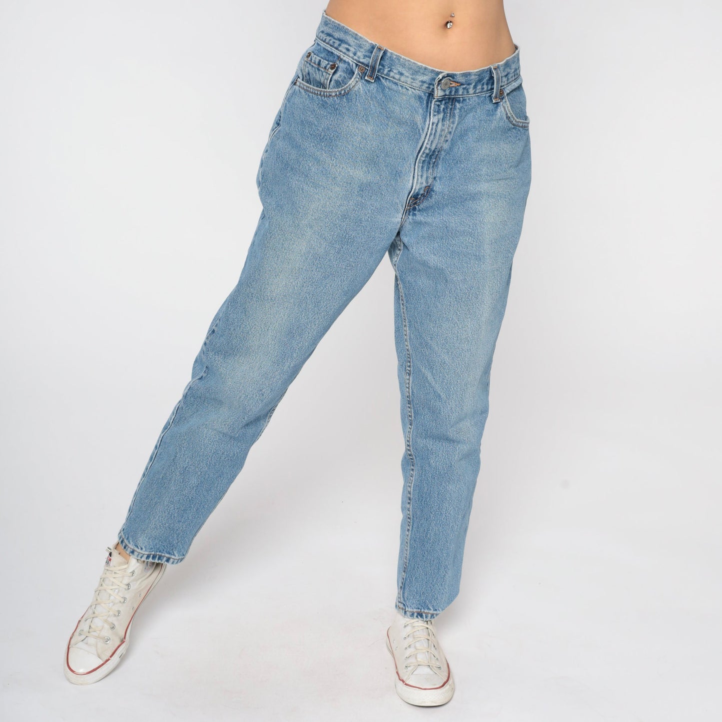 Levi's 550 High Waist Jeans 80s Blue Denim Tapered Leg Made USA 14