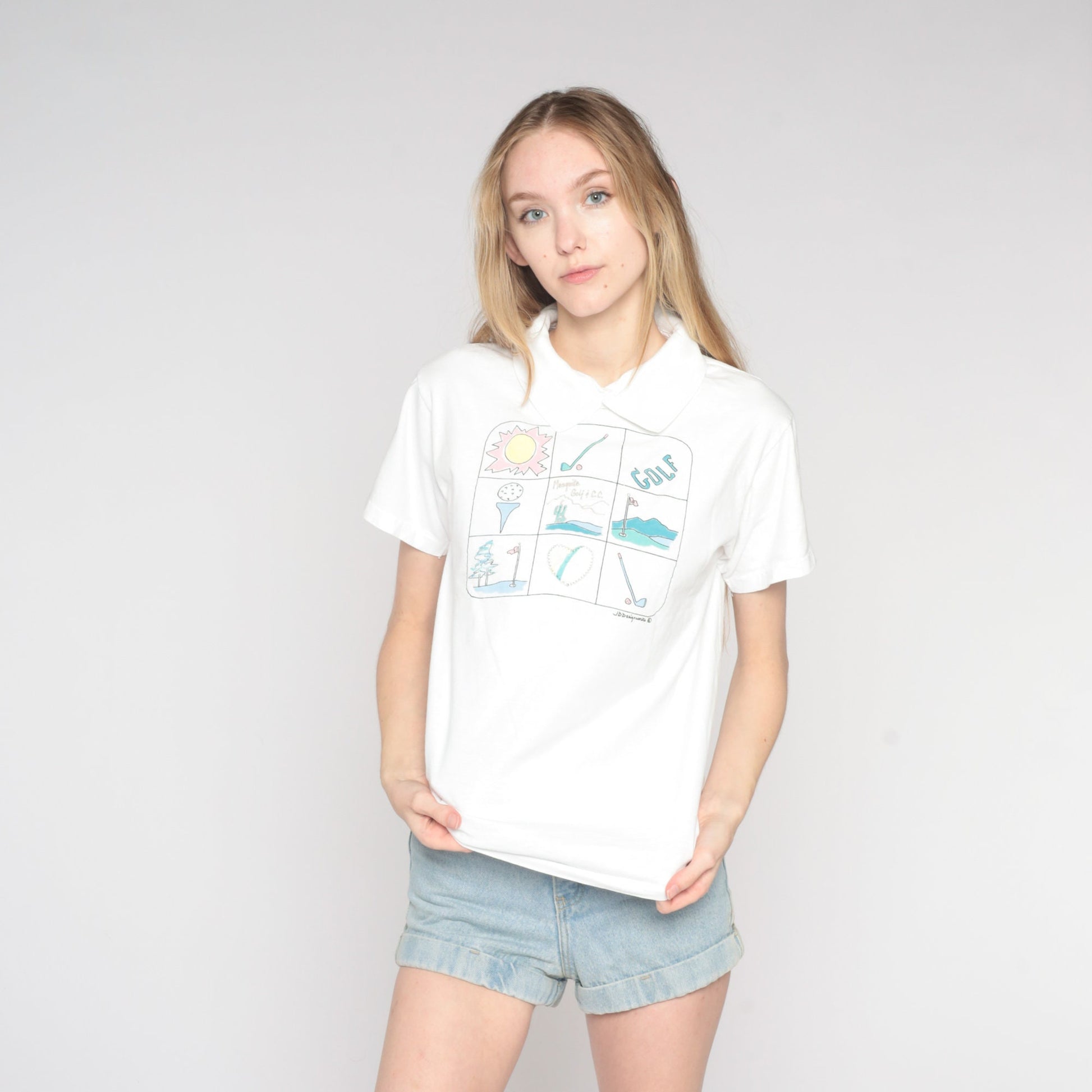 90s Mesquite Country Club Golf Graphic Collared T-Shirt White Medium