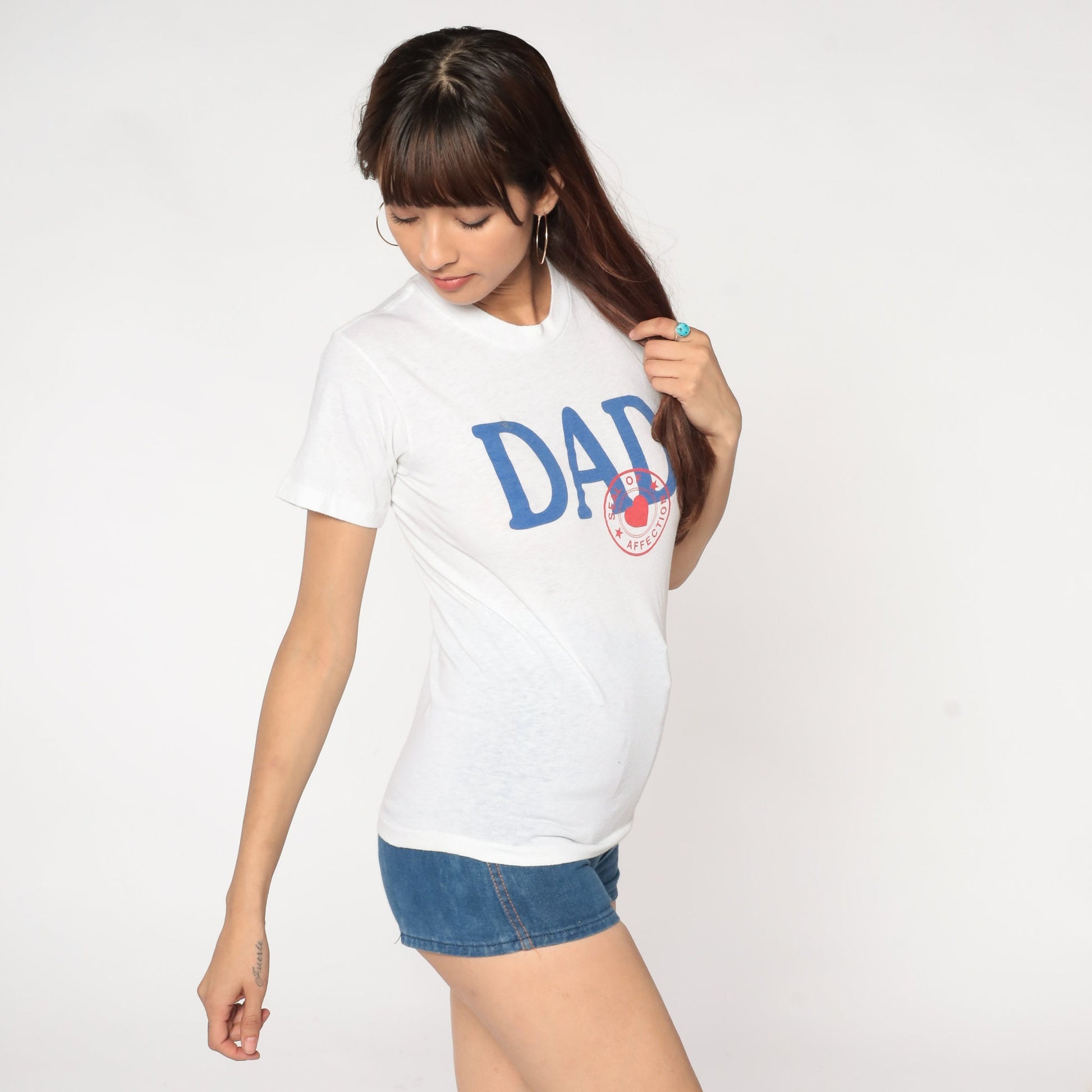 80s Dad Seal of Affection Graphic T-Shirt White Single Stitch Extra Small