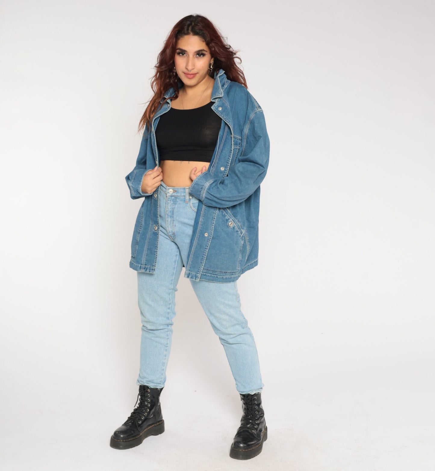 00s Lauren Jeans Co. Blue Denim Snap Jacket Plus Size XXL