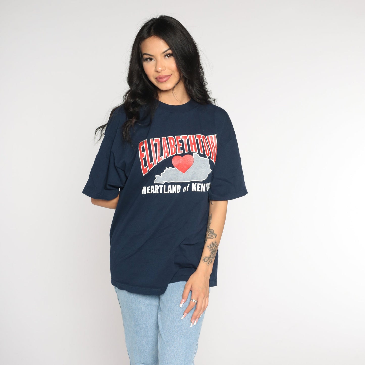 90s Elizabethtown Kentucky Heartland Graphic T-Shirt Navy Blue Extra Large XL