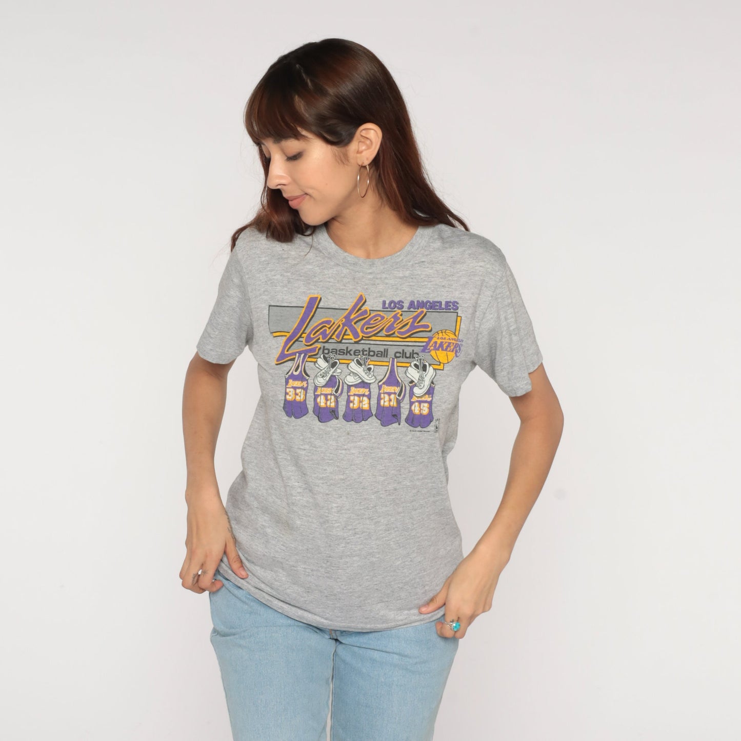 80s LA Lakers Basketball Club Graphic Tee NBA Small