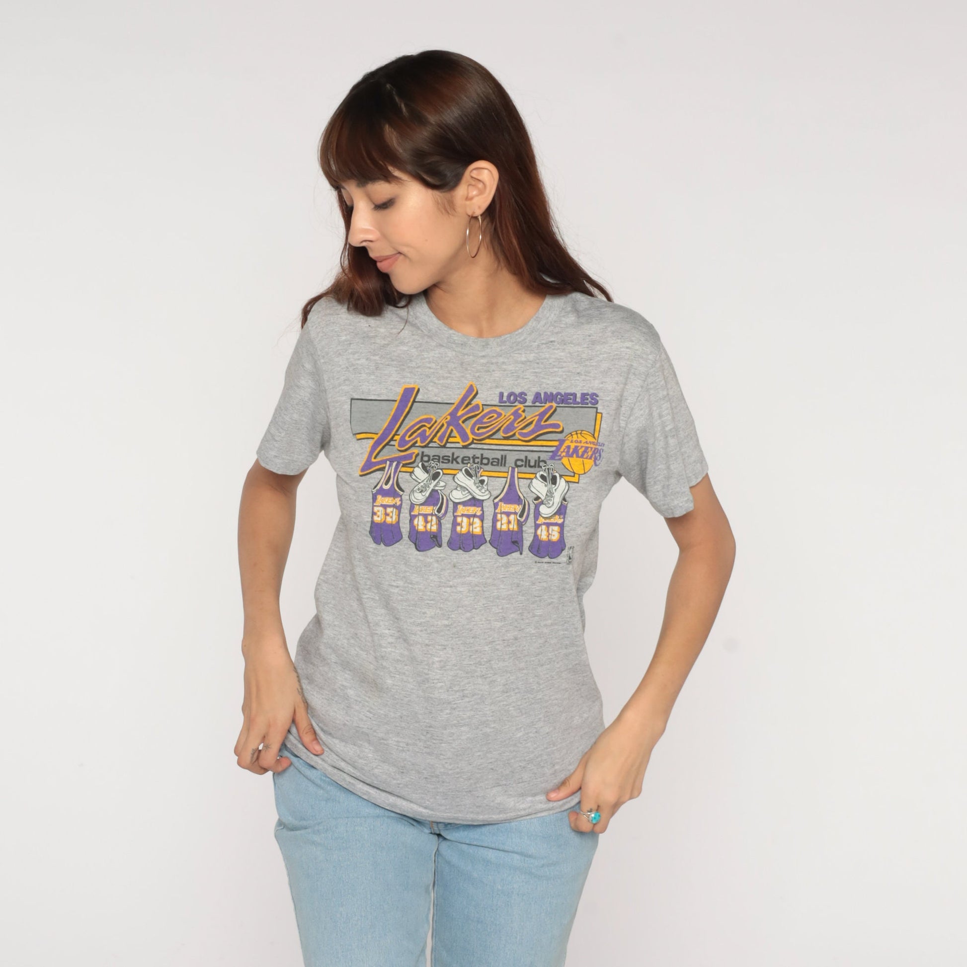 80s LA Lakers Basketball Club Graphic Tee NBA Small