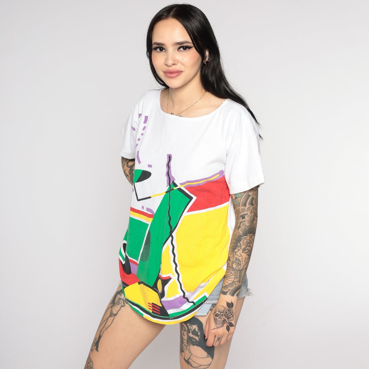 00s Golf Bag Graphic T-Shirt White Stylized Club Print Large L