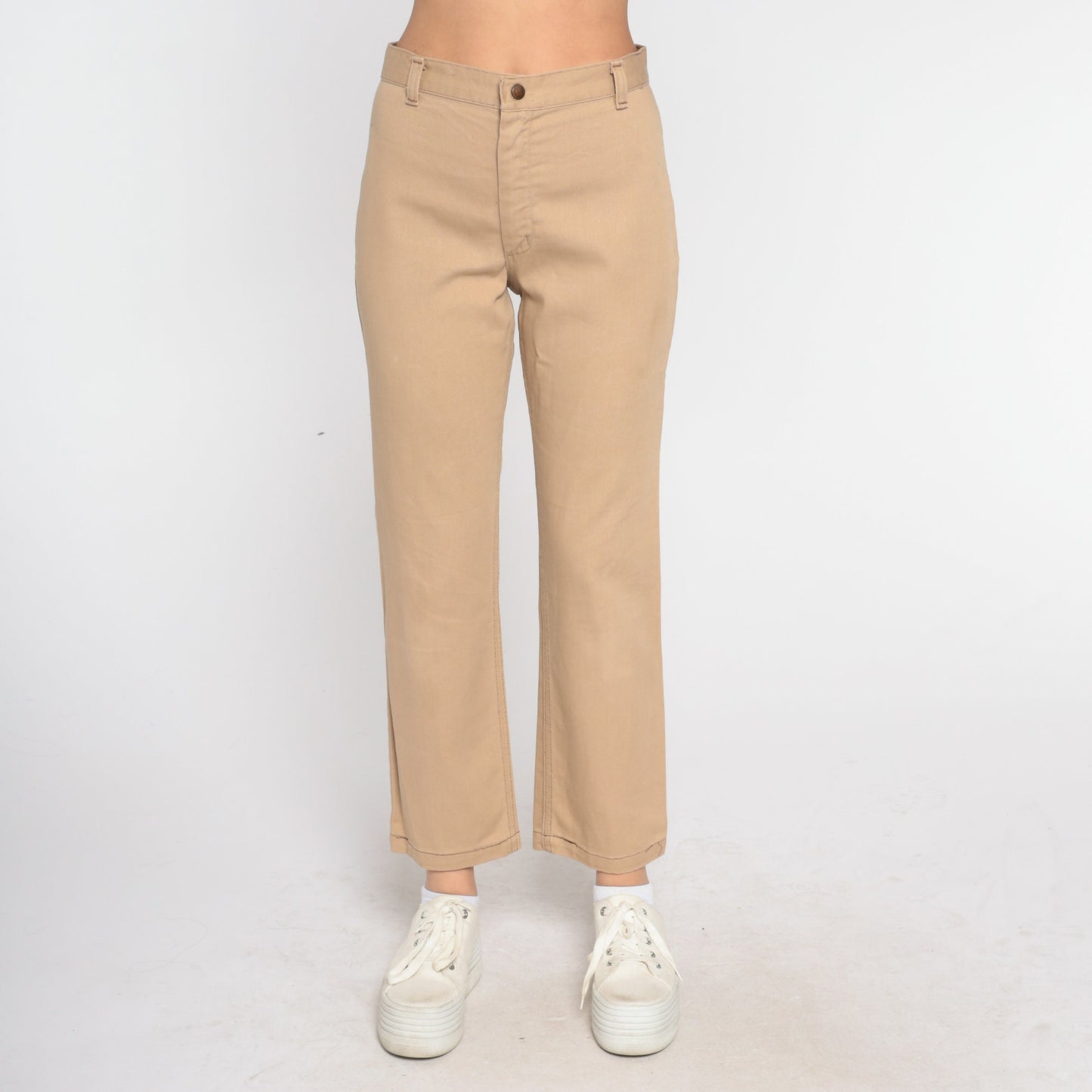 70s Wrangler Tan High-Waist Bootcut Trousers Small S