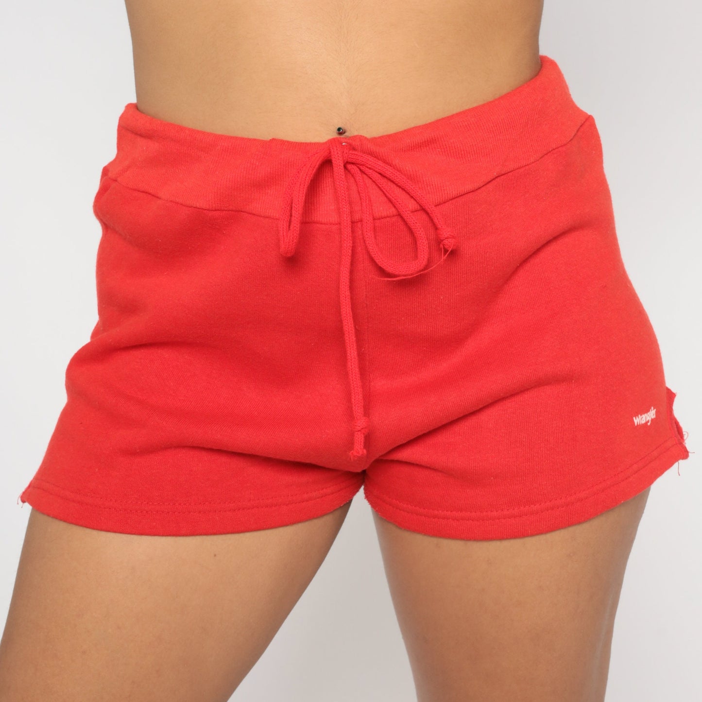 80s Wrangler Red Sweat Shorts Drawstring High Waist Large L
