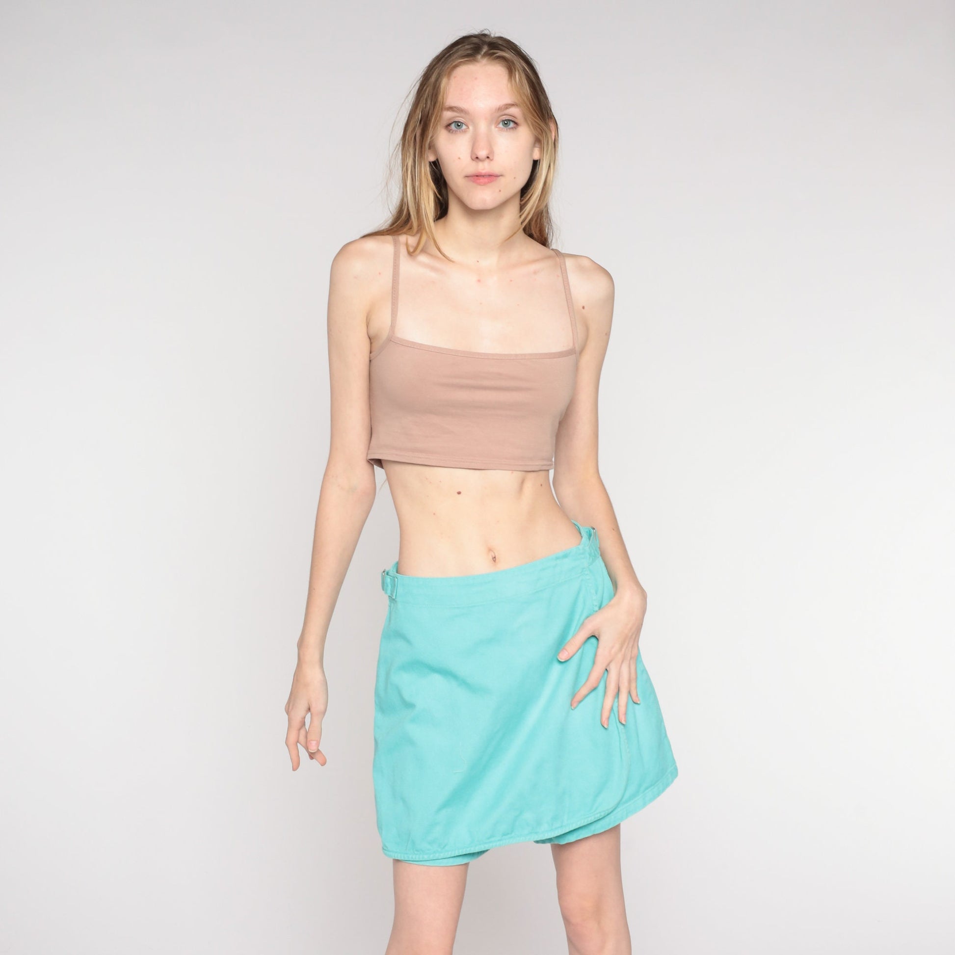 90s Sostanza Mint Green High-Waisted Mini Skort Small S
