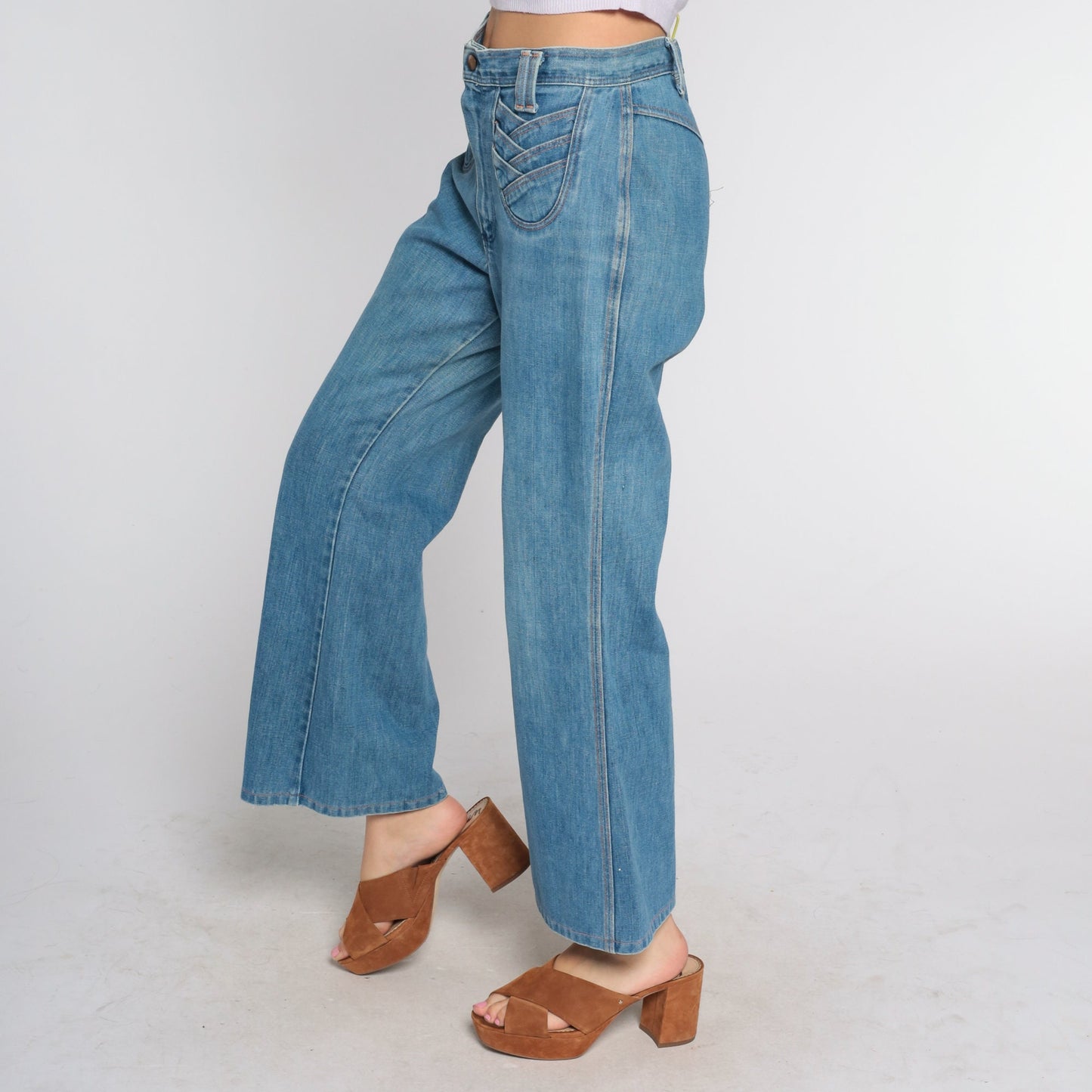 70s Wrangler High Waisted Bell Bottom Jeans Denim Flare Medium M