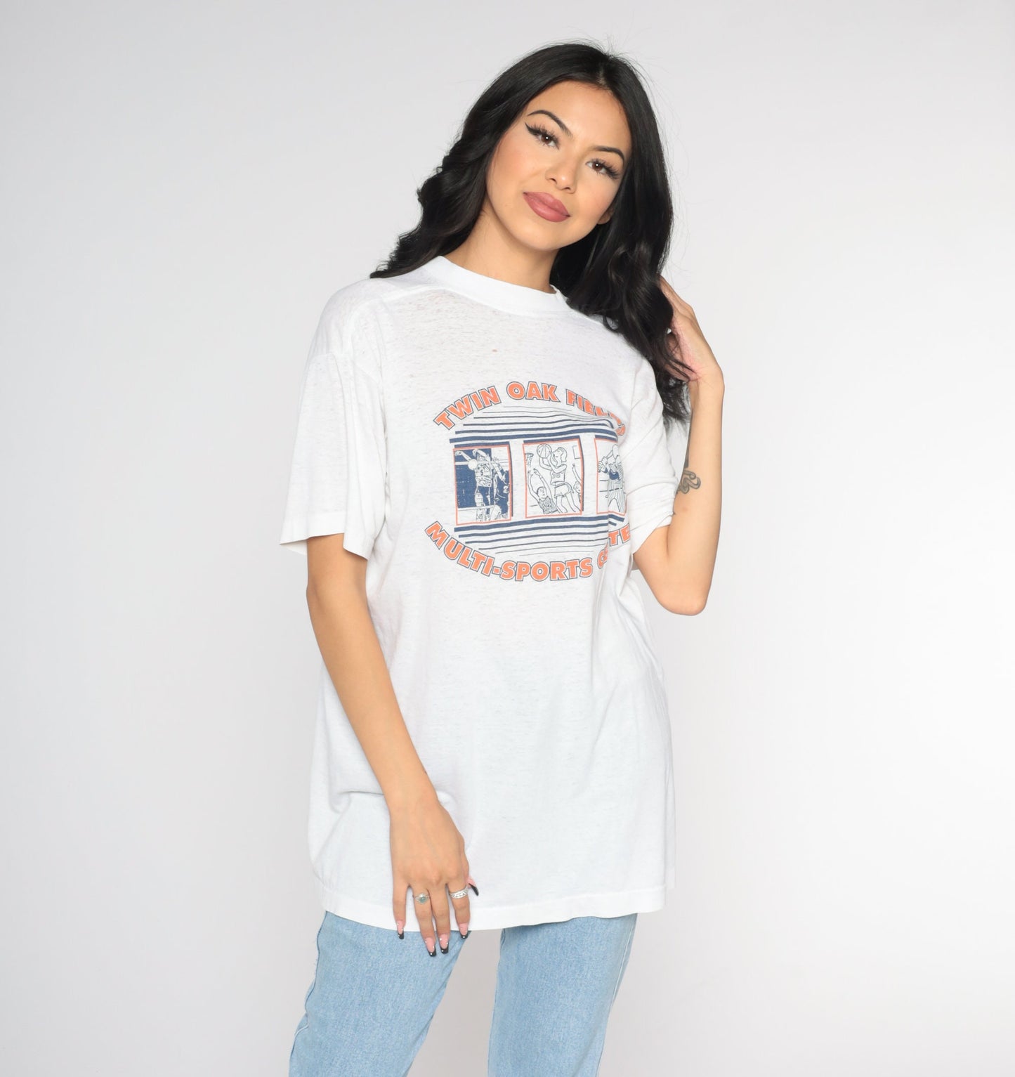 90s Twin Oak Fields Sports Tournament Champions Graphic Tee White Large
