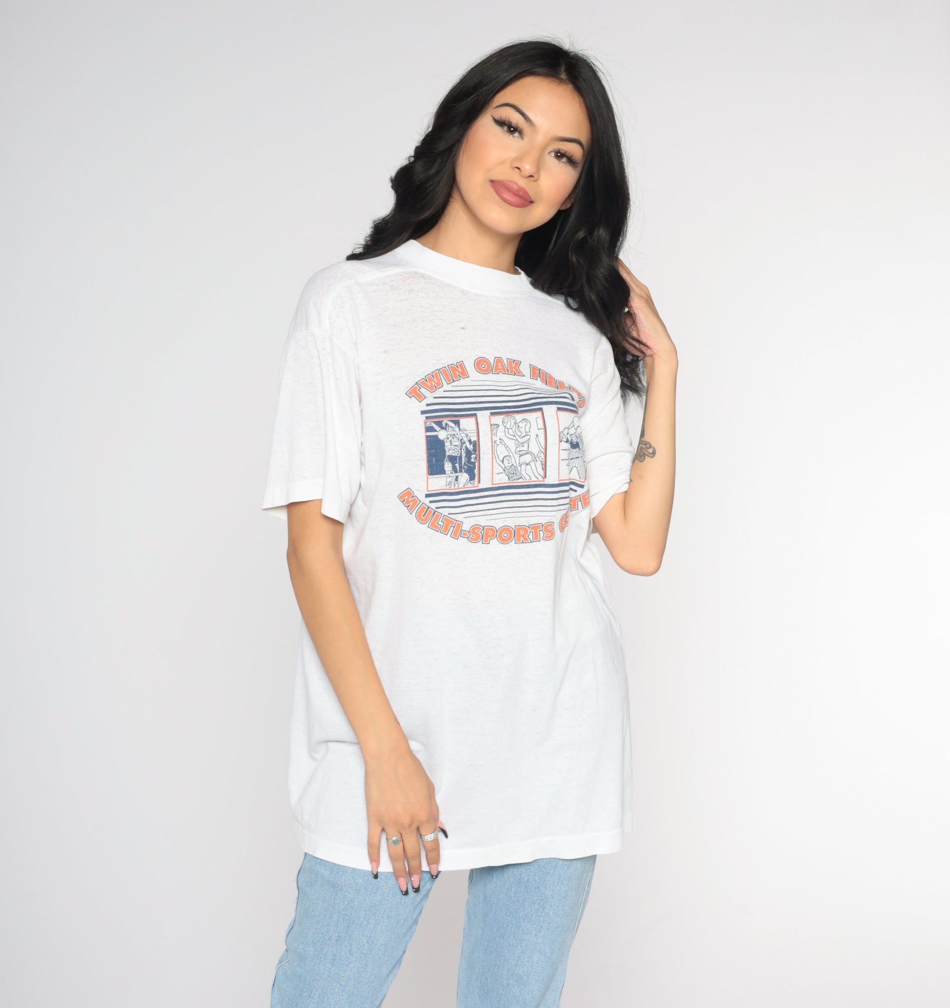 90s Twin Oak Fields Sports Tournament Champions Graphic Tee White Large