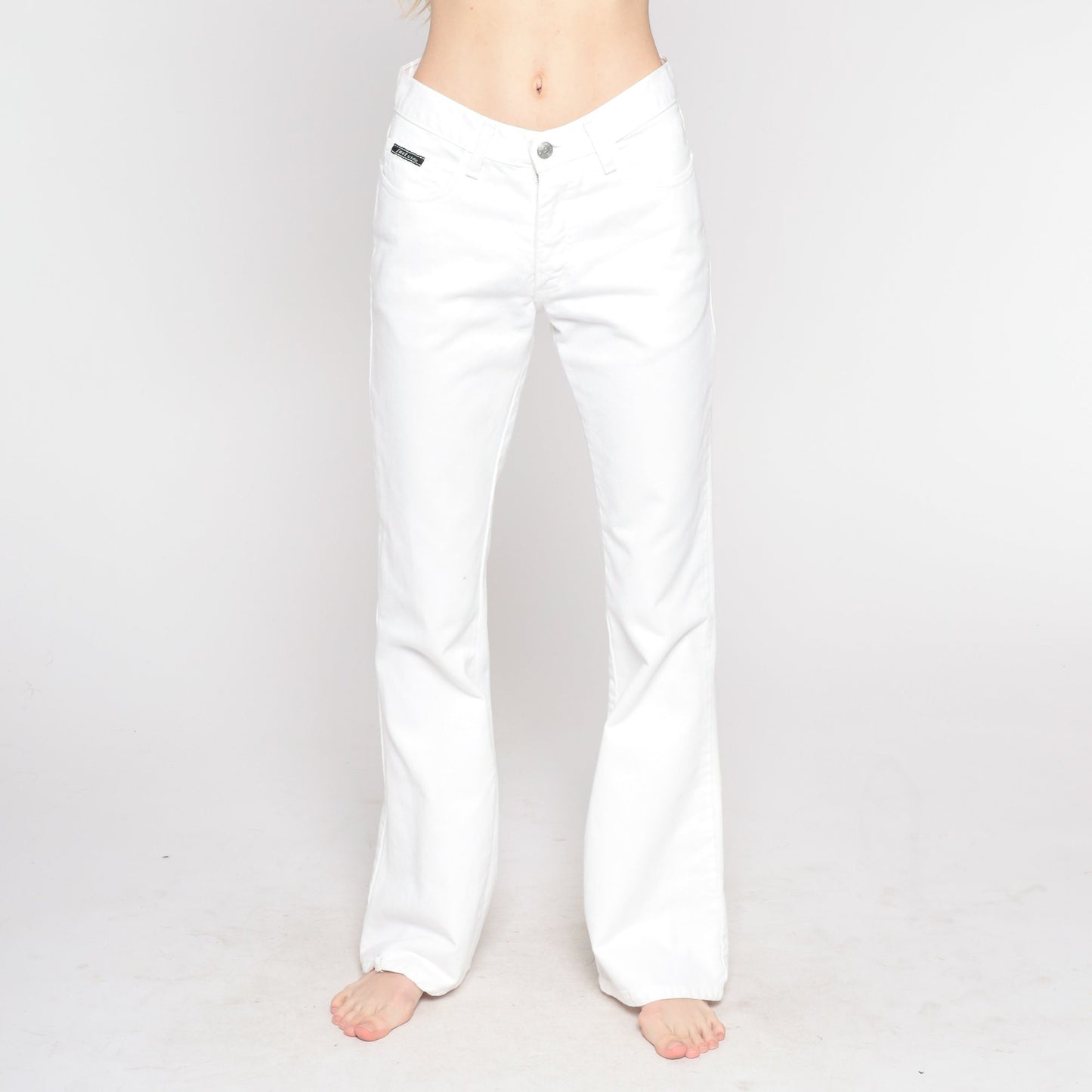 90s White Flared Jeans Low Rise Bell Bottom Denim Extra Small XS