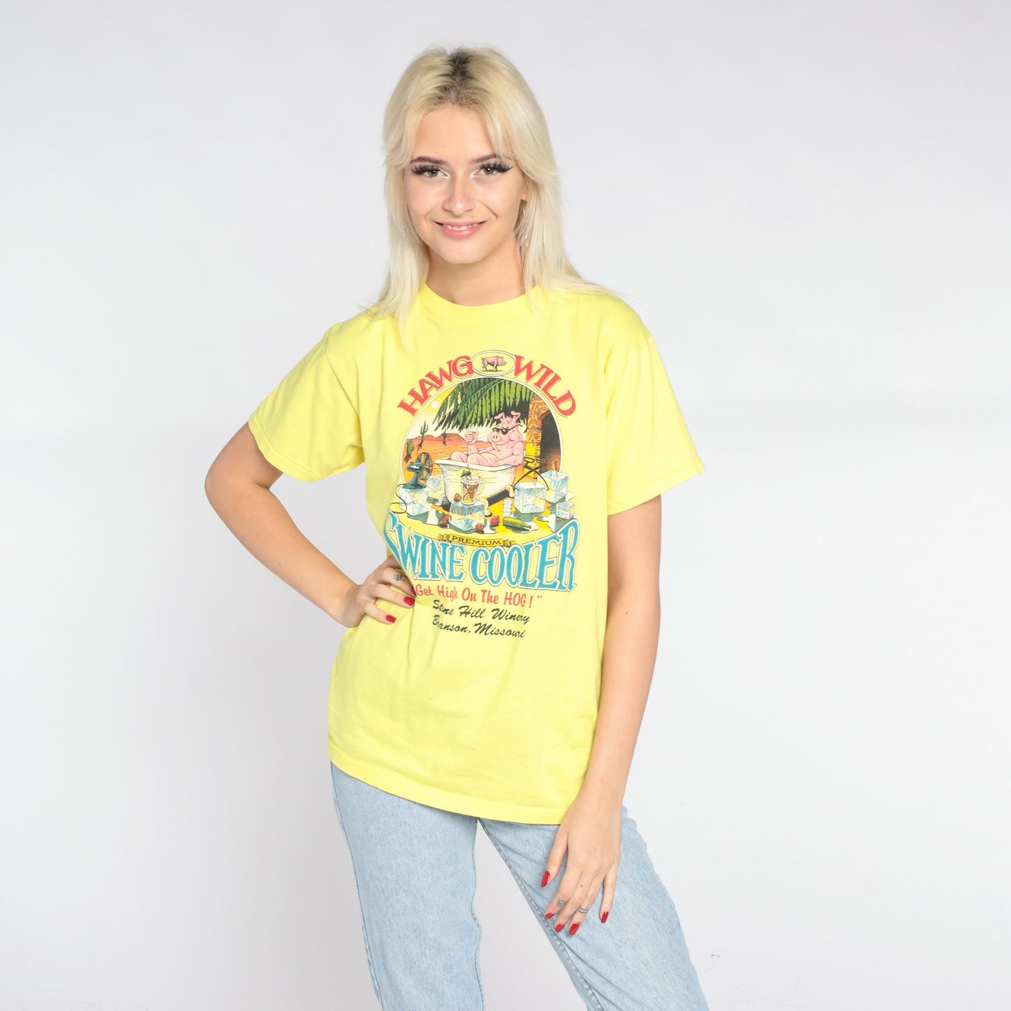 90s Stone Hill Winery Branson Missouri Graphic T-Shirt Yellow Medium