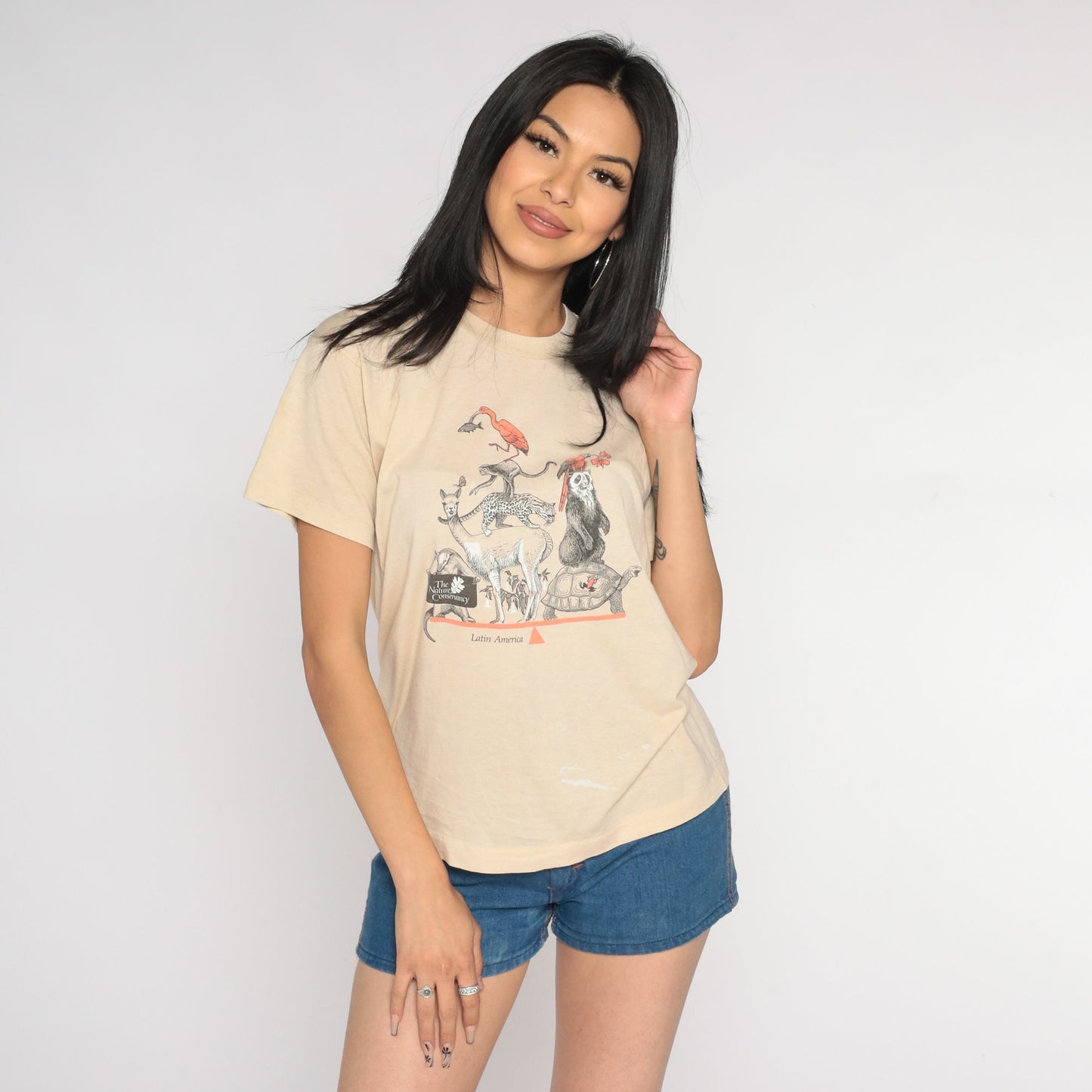 Y2K The Nature Conservancy Latin America Wildlife Graphic Tee Tan Small S