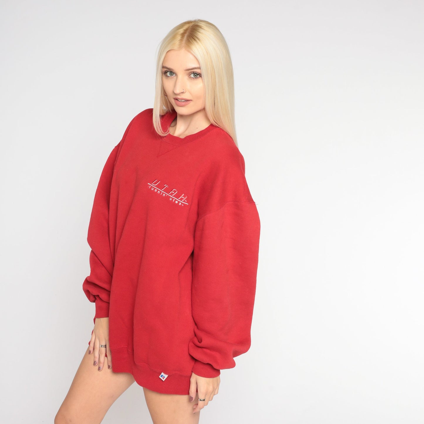 90s University of Utah Runnin Utes Sweatshirt Red Graphic Crewneck Extra Large XL