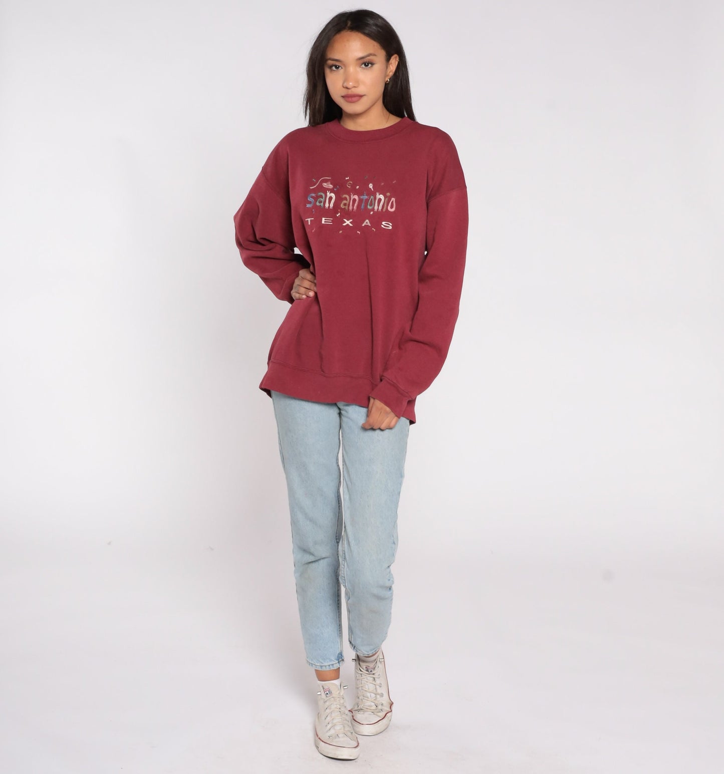 90s San Antonio Texas Sweatshirt Burgundy Oneita Crewneck Extra Large XXL