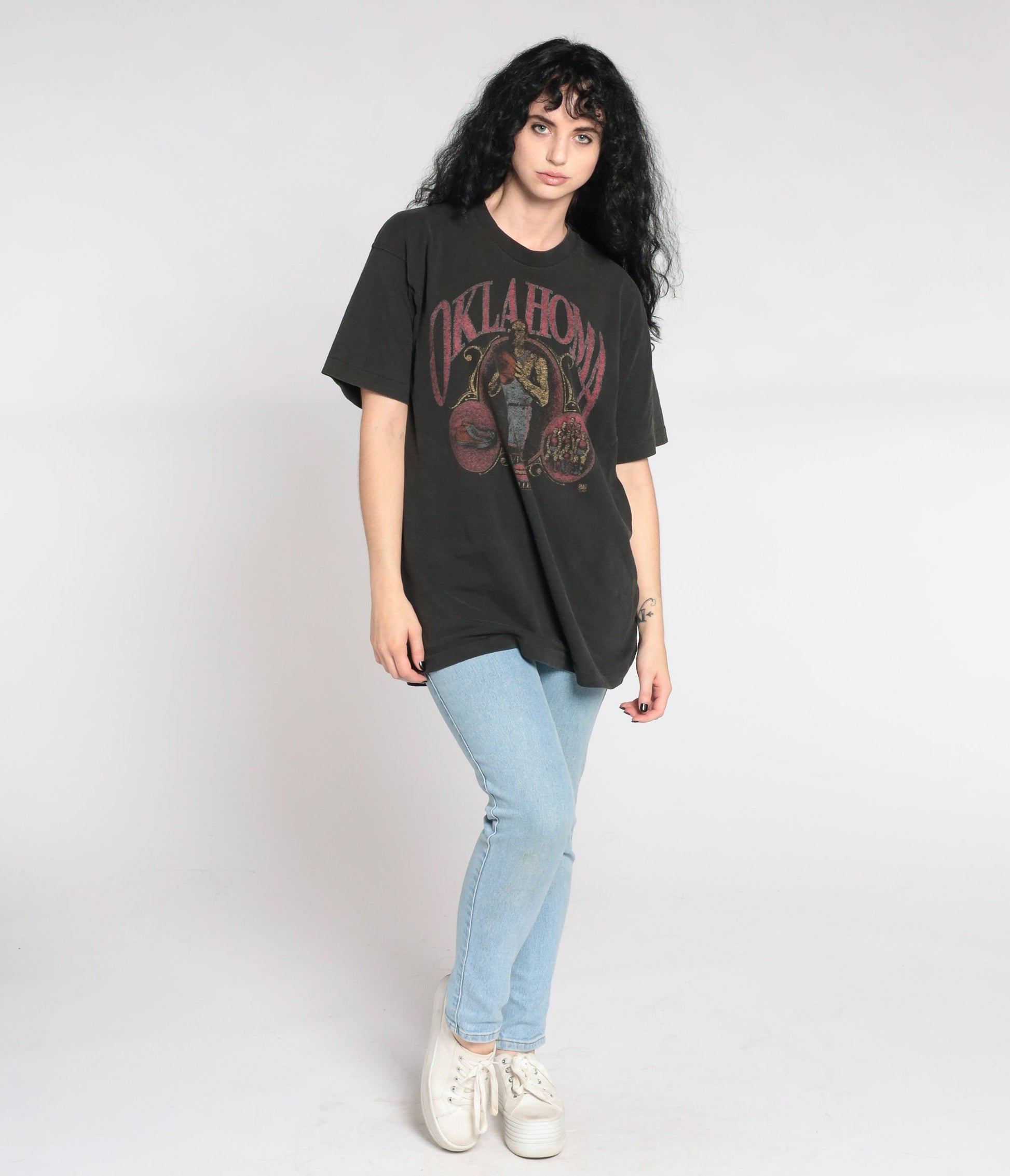 90s Oklahoma Basketball College T-Shirt Faded Black Single Stitch Extra Large
