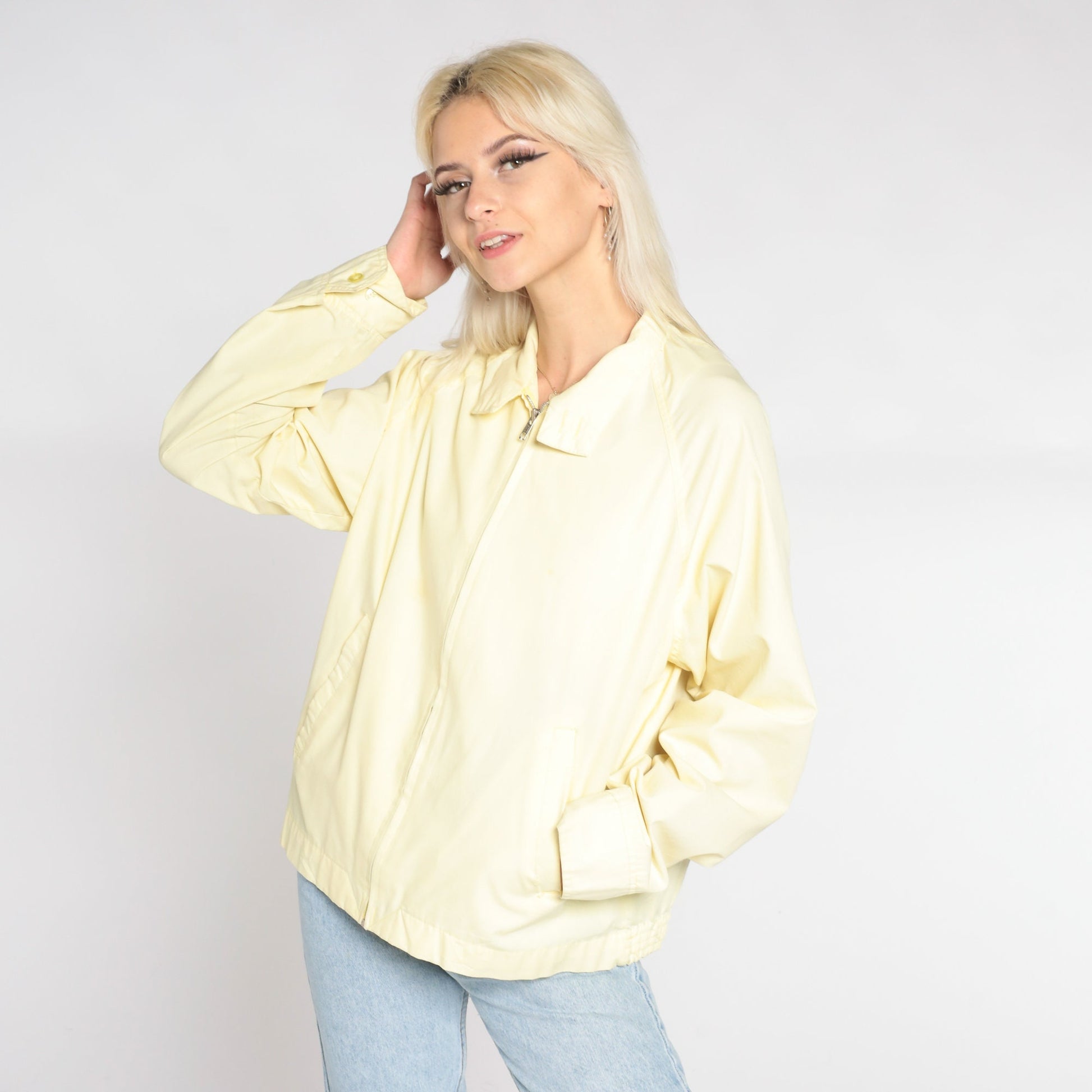 80s Sears Yellow Windbreaker Zip-Up Jacket Medium Large
