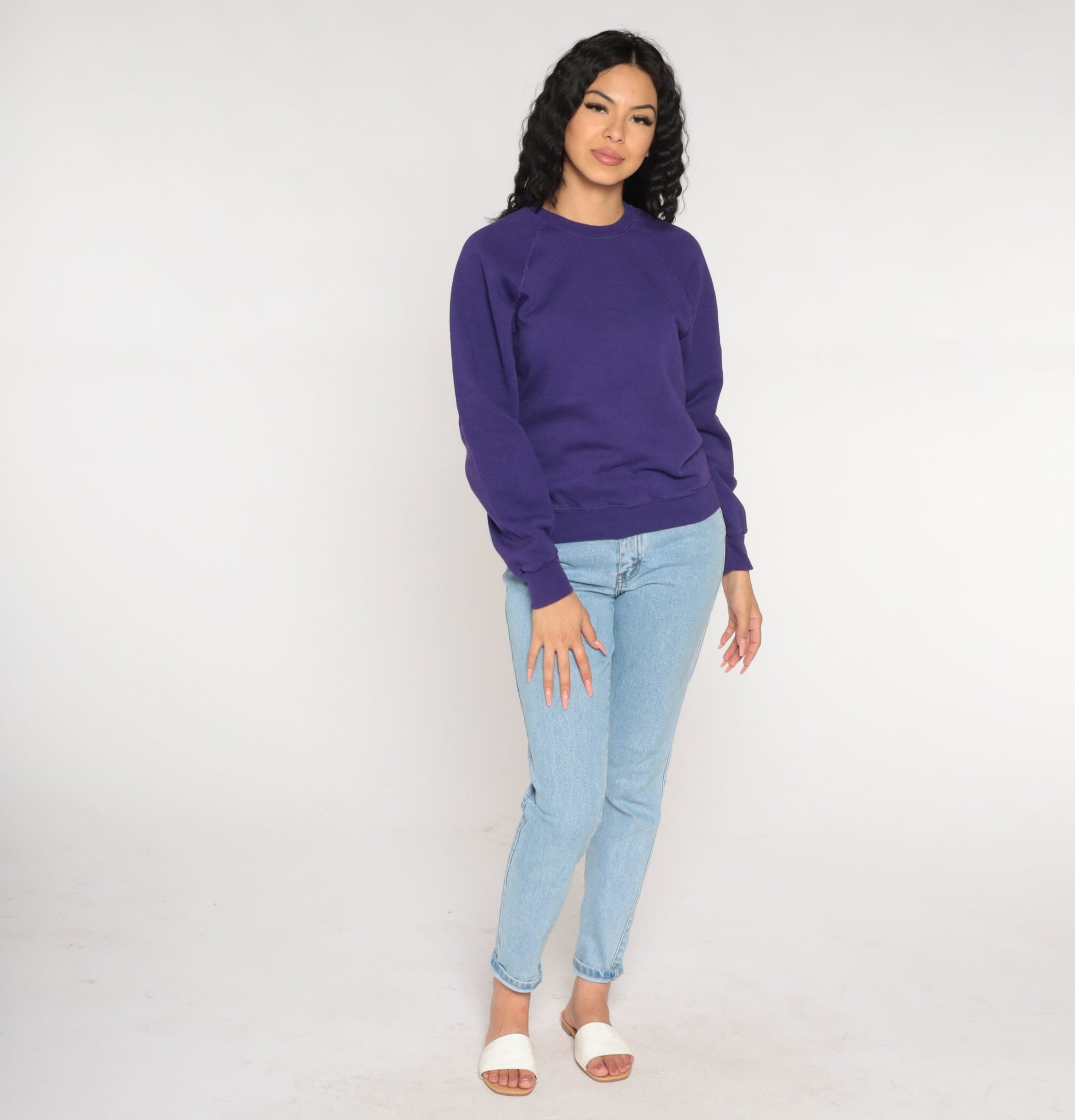 90s Purple Raglan Sweatshirt Crewneck Pullover Small S