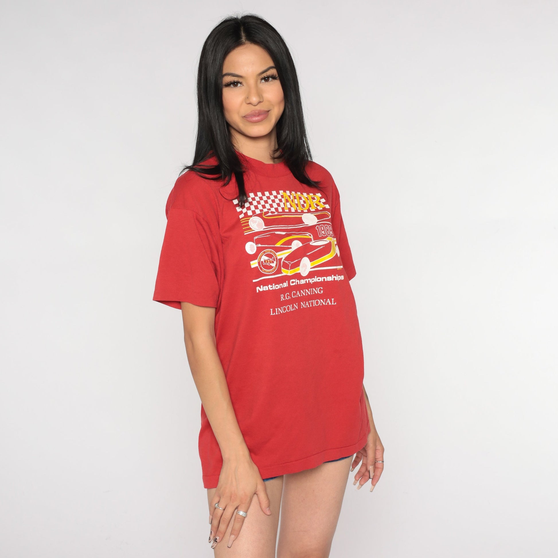 1989 National Derby Rallies Soap Box Derby Graphic T-Shirt Red Single Stitch Medium