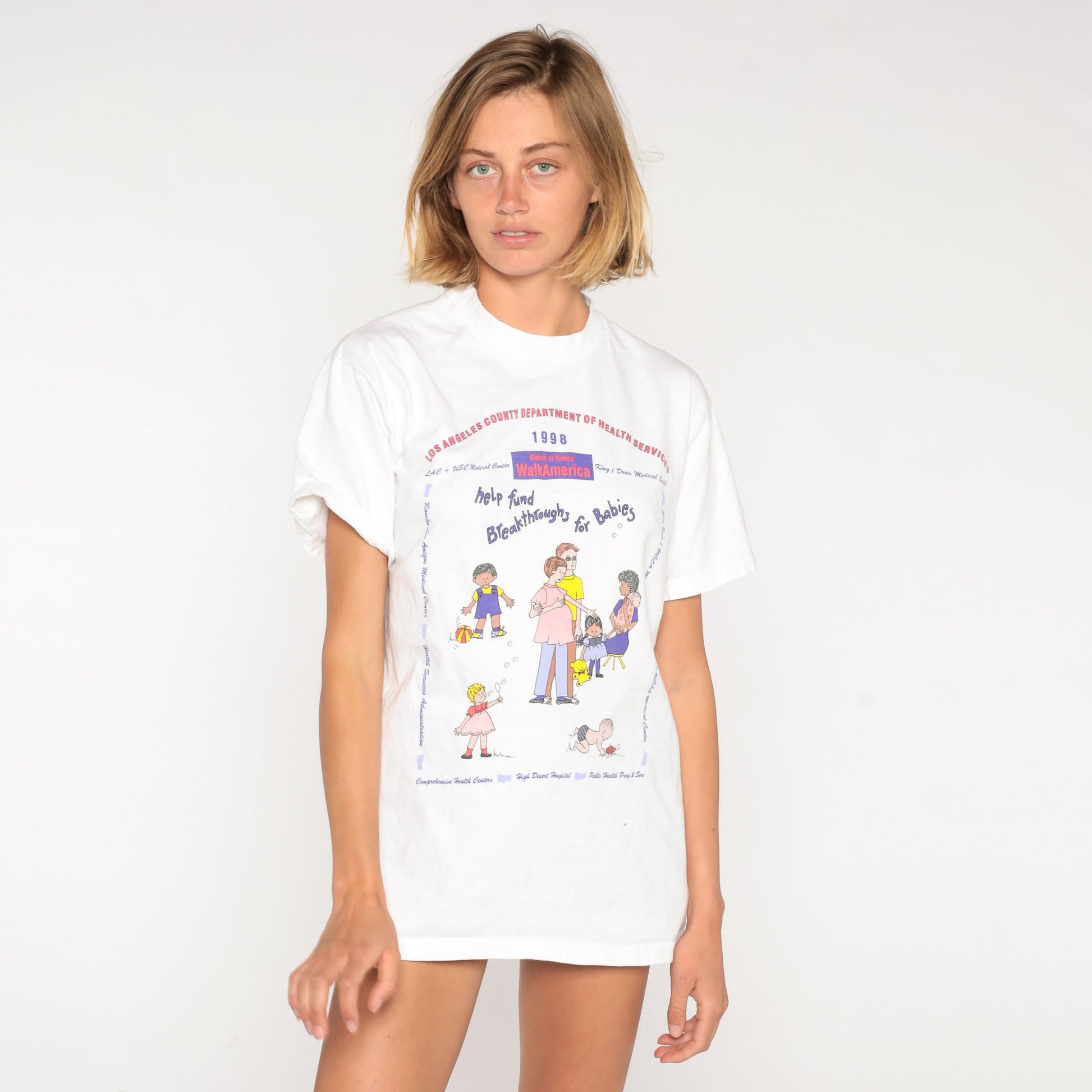 1998 WalkAmerica March of Dimes Los Angeles Graphic Tee Cotton Medium