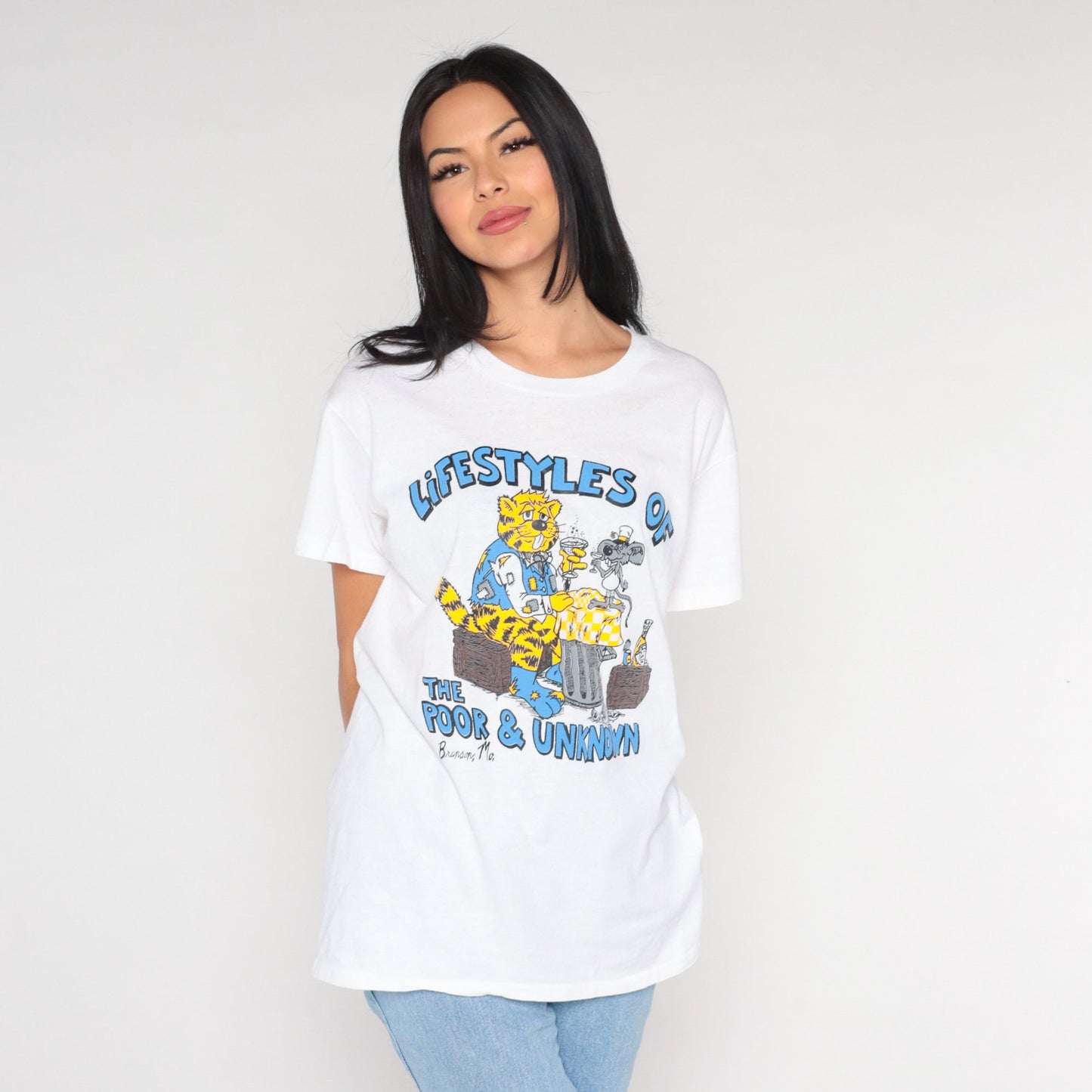 80s Lifestyles of the Poor and Unknown Cat Branson Missouri Graphic Tee Medium