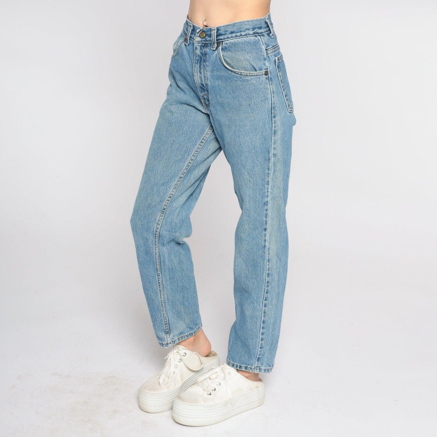 90s Class Club Mid Rise Straight Leg Jeans Blue Denim Small S