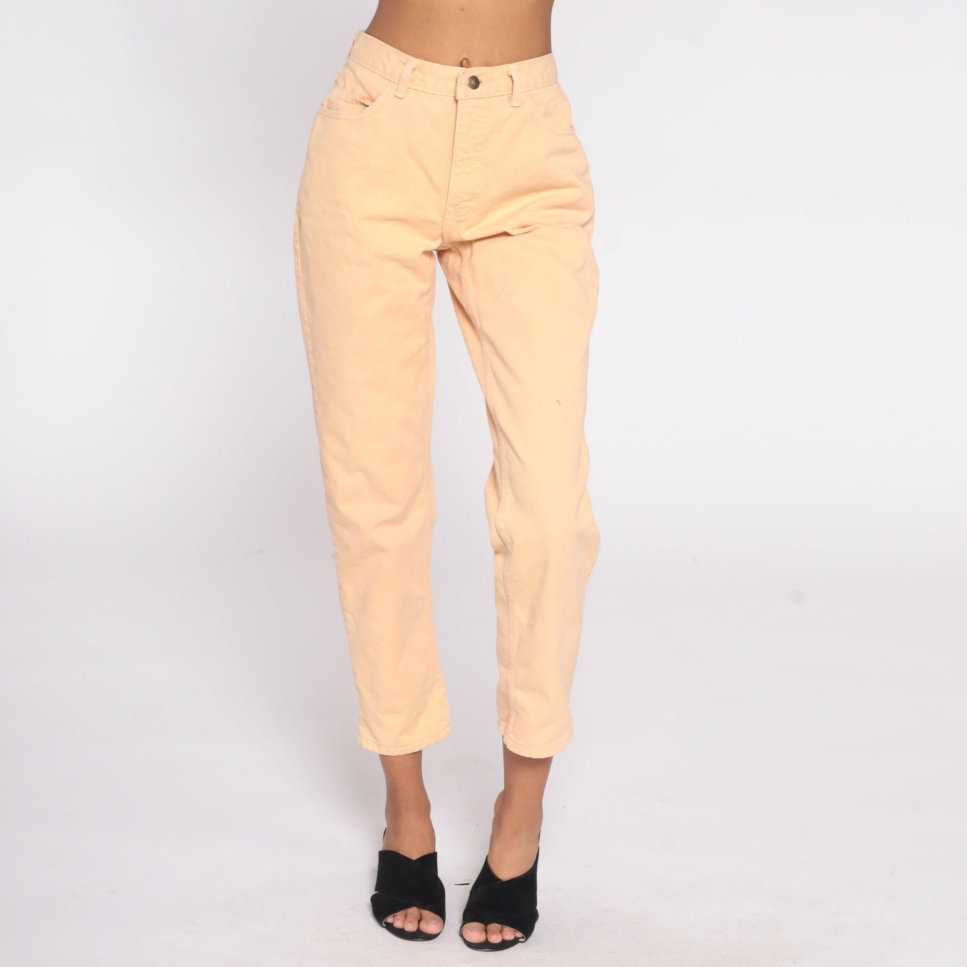 90s Peach Denim Jeans High Rise Slim Tapered Mom Jeans Small 27