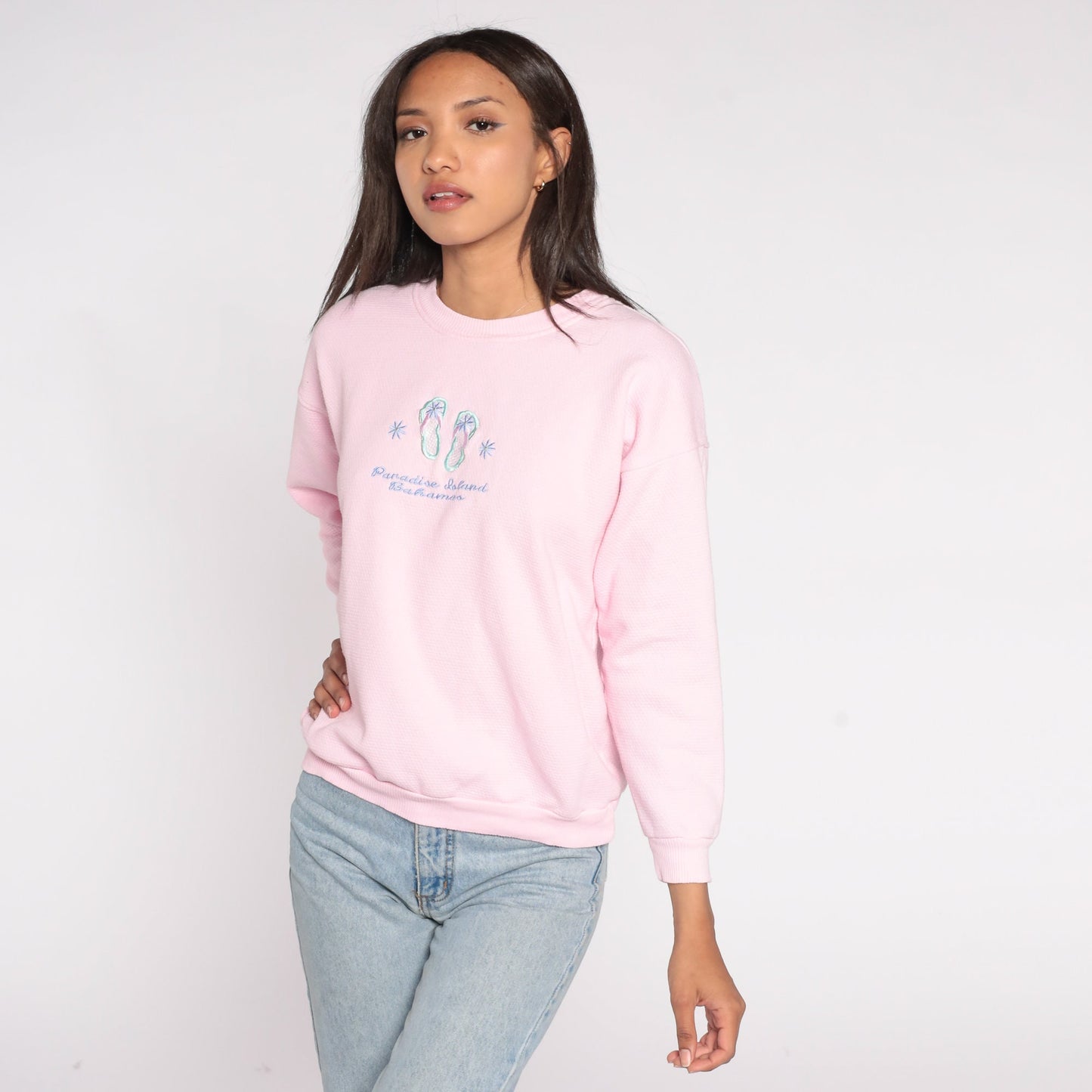 90s Paradise Island Bahamas Pink Graphic Sweatshirt Crewneck Medium