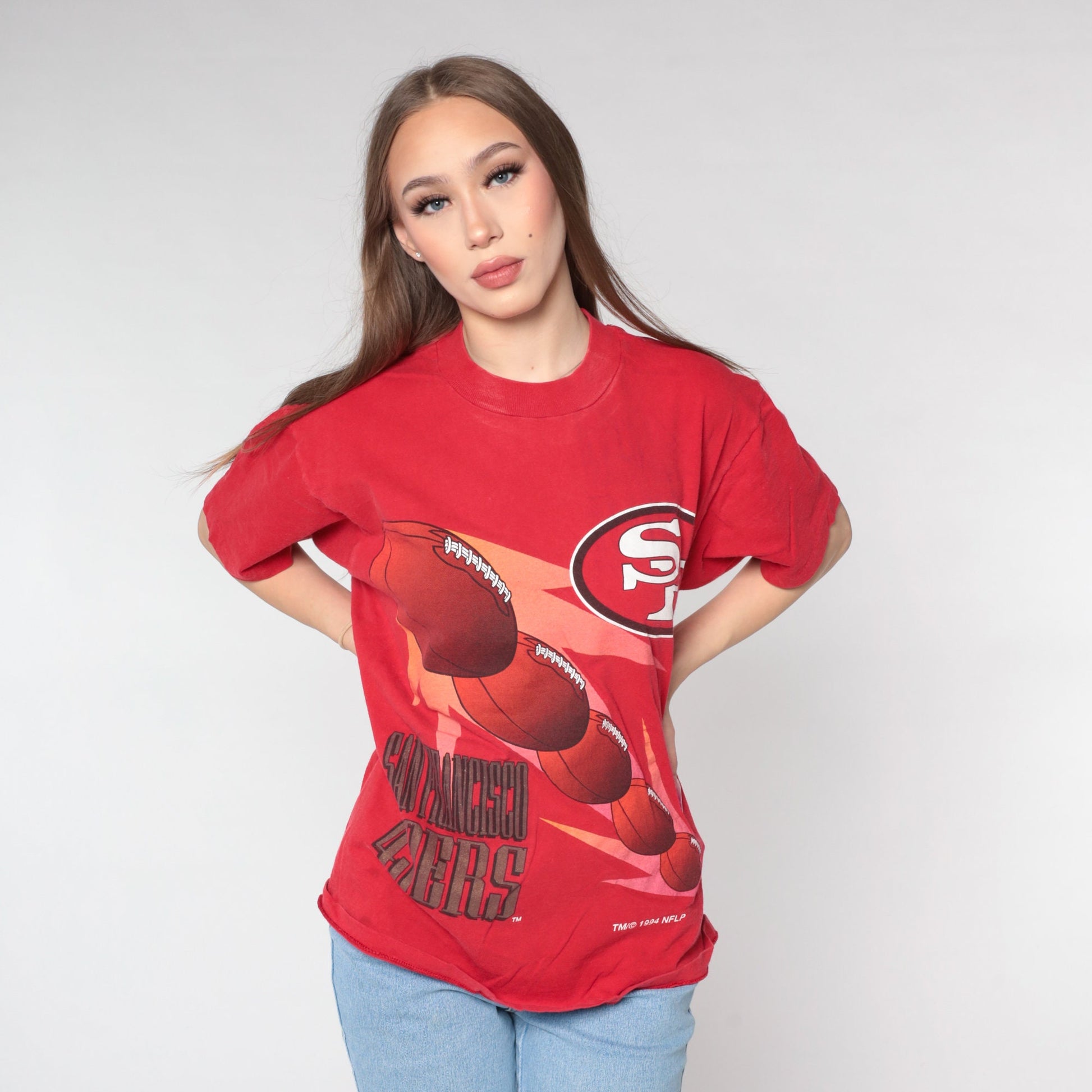 1994 San Francisco 49ers NFL Football T-Shirt Red Cotton Single Stitch Medium