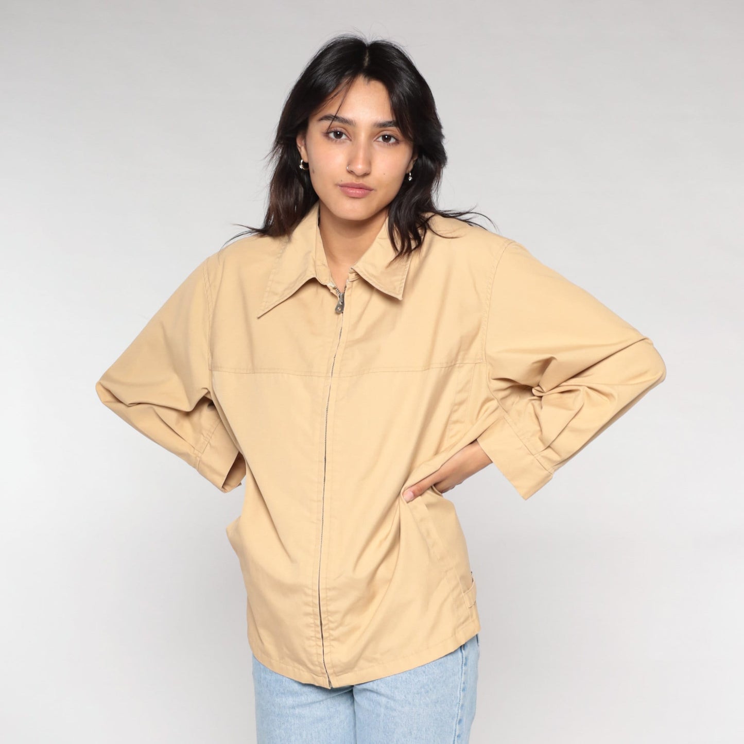 70s Arnold Palmer Tan Windbreaker Zip Jacket Men's Large