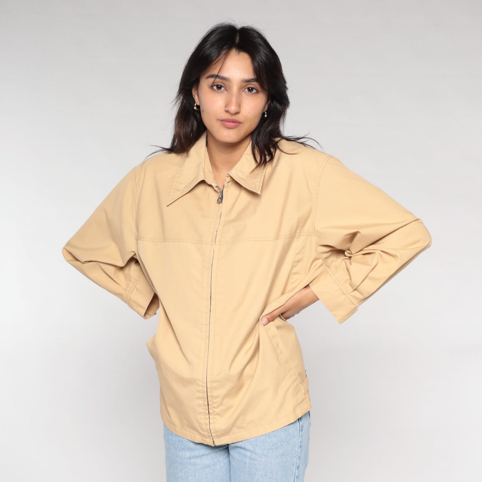 70s Arnold Palmer Tan Windbreaker Zip Jacket Men's Large