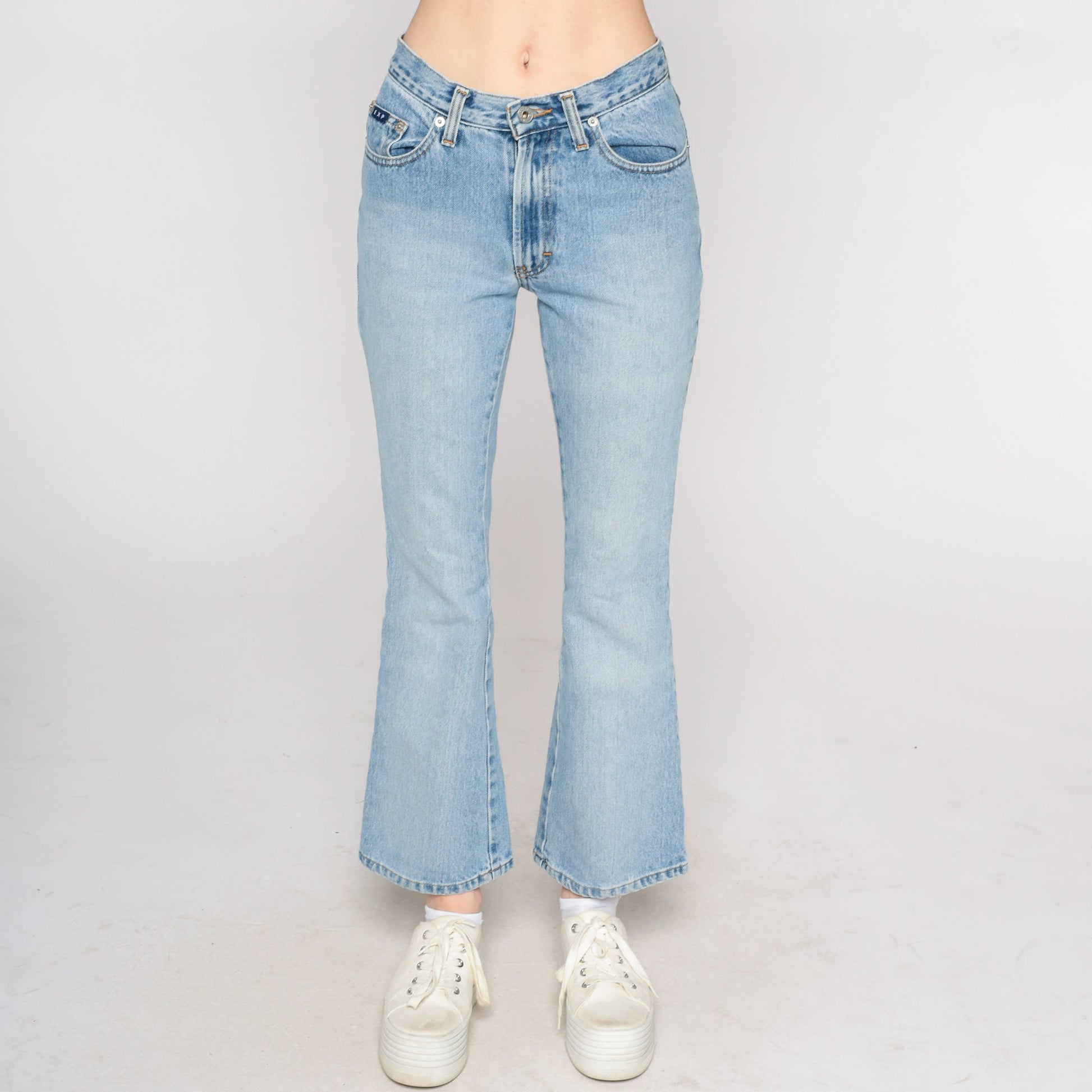 00s Express Bleus Low Rise Flare Jeans Light Wash Denim Petite XS