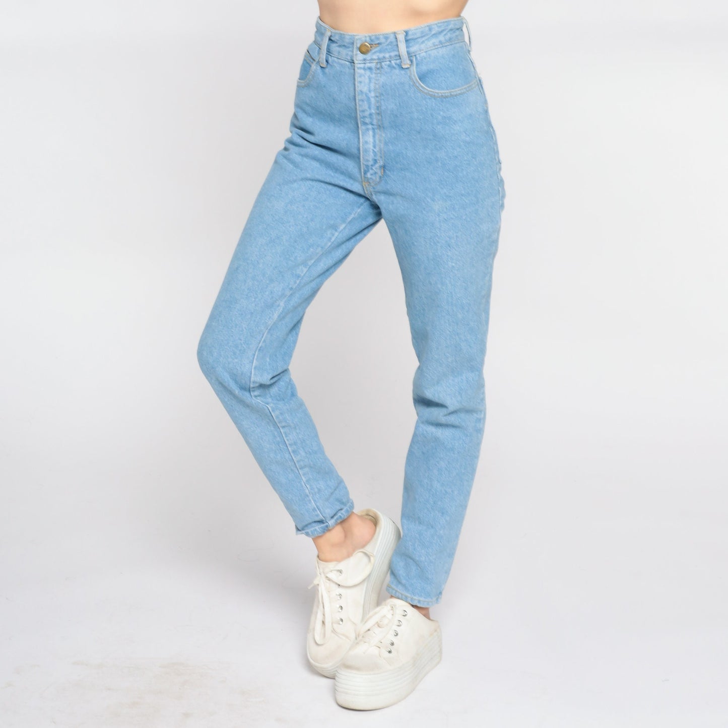 90s Paris Blues High Waist Tapered Mom Jeans Blue Denim Extra Small
