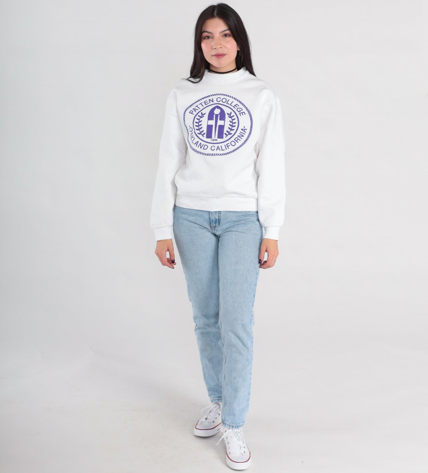 90s Patten College Oakland Graphic Sweatshirt White Small