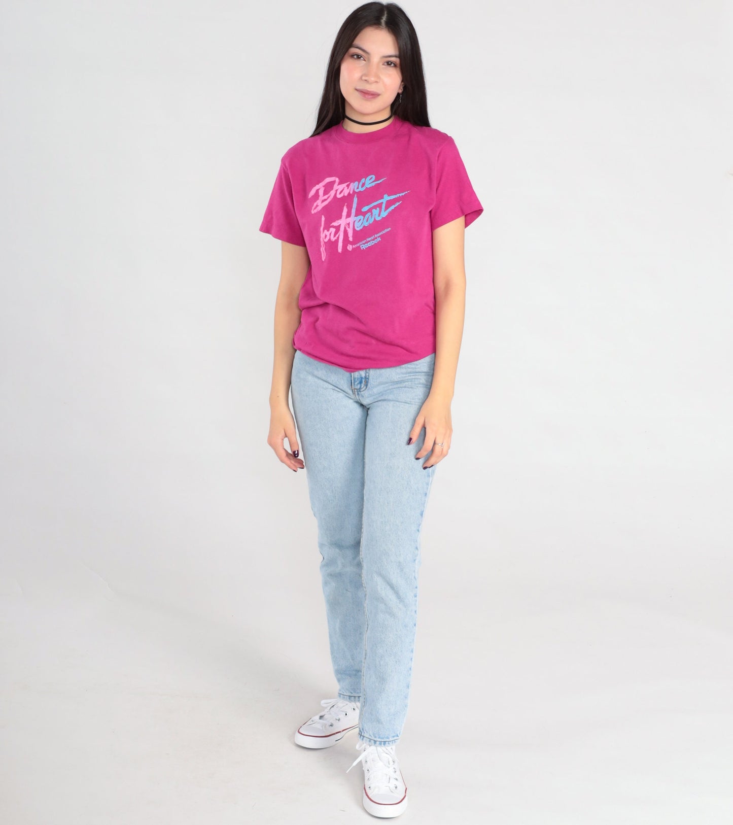 90s Reebok Dance For Heart American Heart Association Graphic Tee Magenta Small