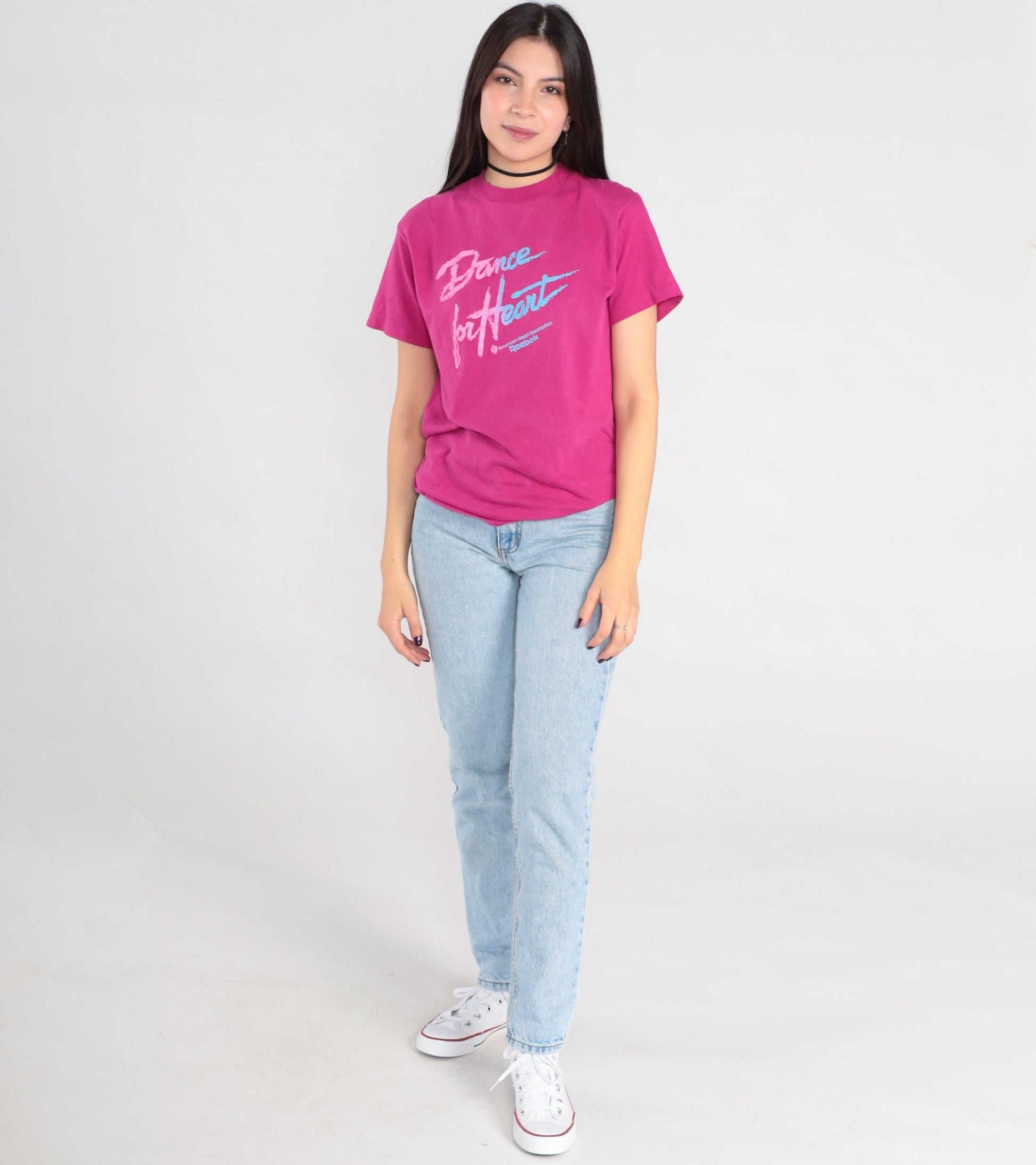 90s Reebok Dance For Heart American Heart Association Graphic Tee Magenta Small