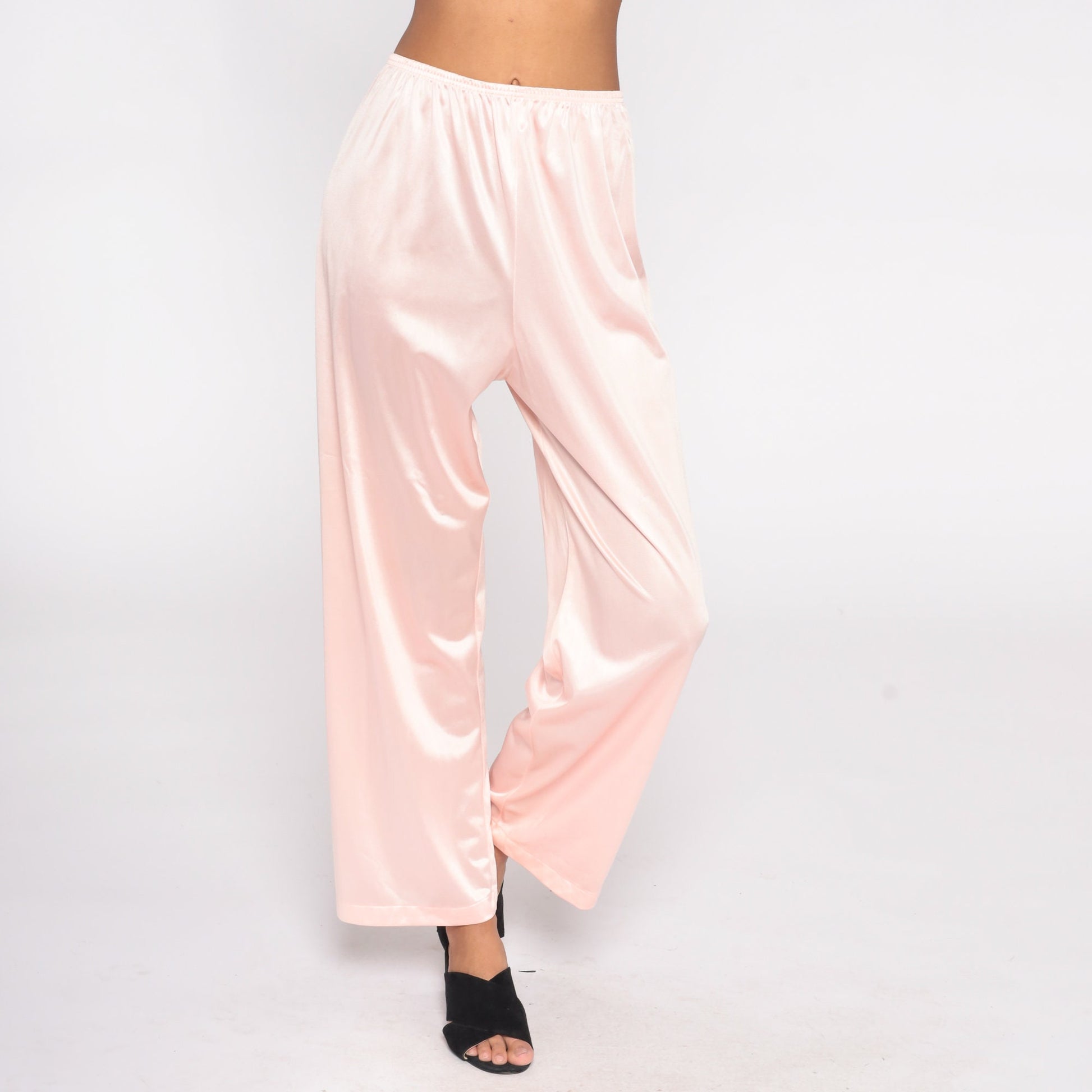 70s Vanity Fair Nylon Pajama Pants Baby Pink High Waisted Medium