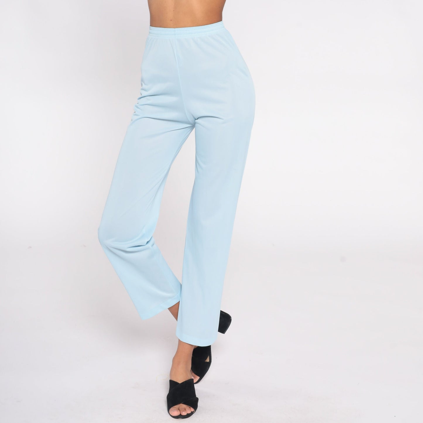 70s Vanity Fair Baby Blue Nylon Pajama Pants Elastic Waist Extra Small