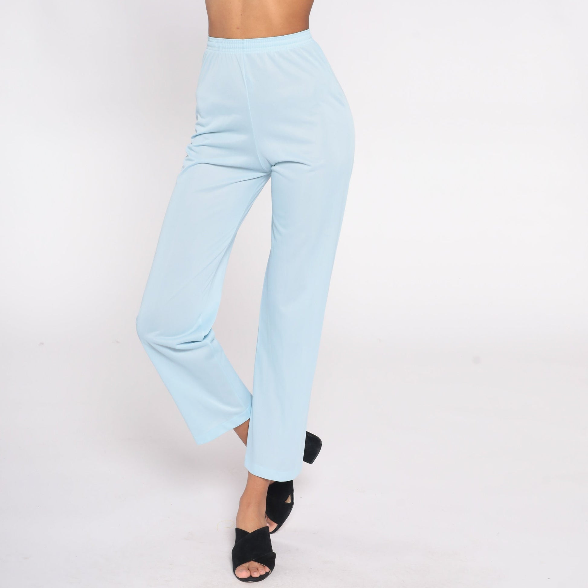 70s Vanity Fair Baby Blue Nylon Pajama Pants Elastic Waist Extra Small
